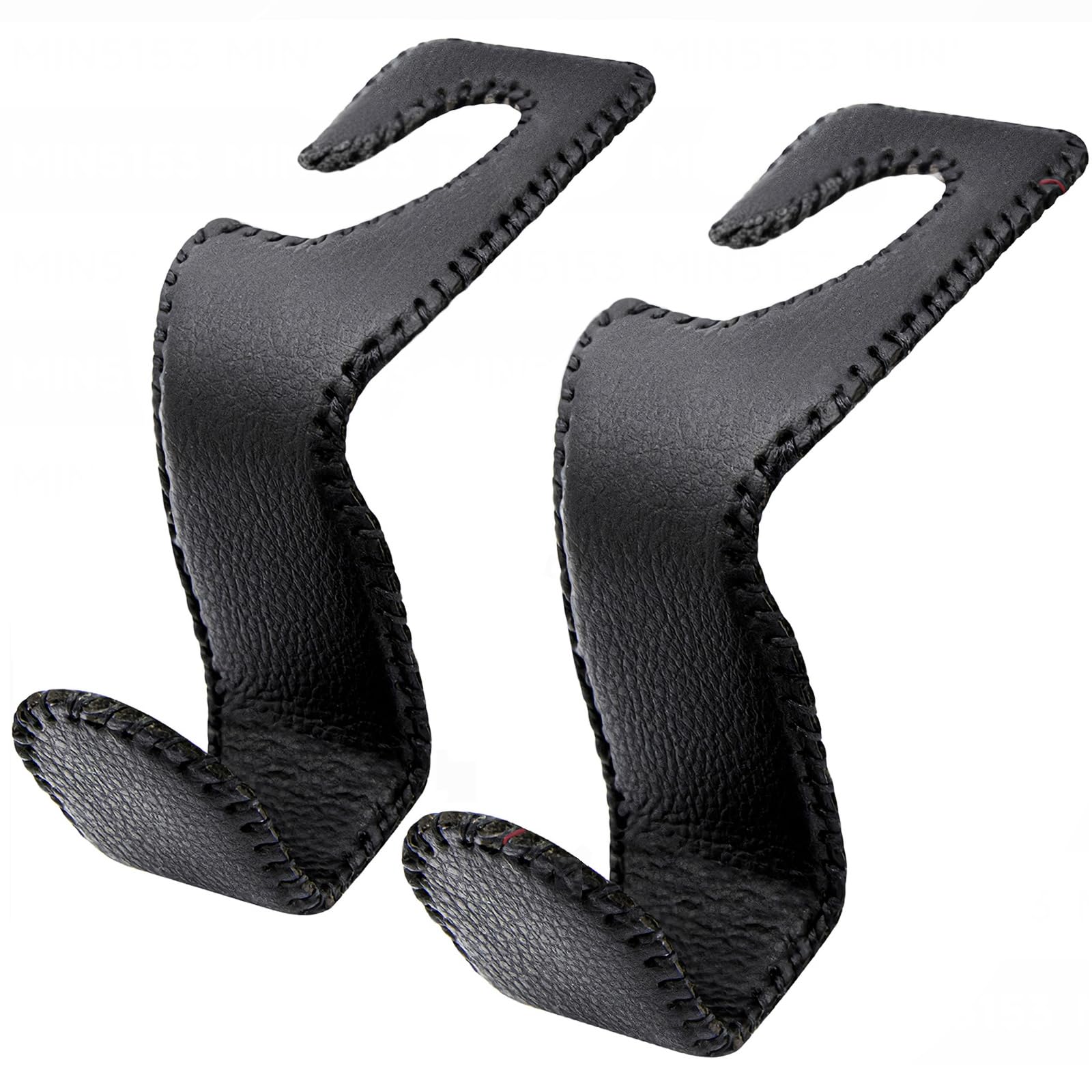 Eldhus Headrest Hooks For Purses And Bags, 2 Pack Car Seat Hooks For Grocery Bag Handbag, Metal Car Purse Holder Covered By Leat