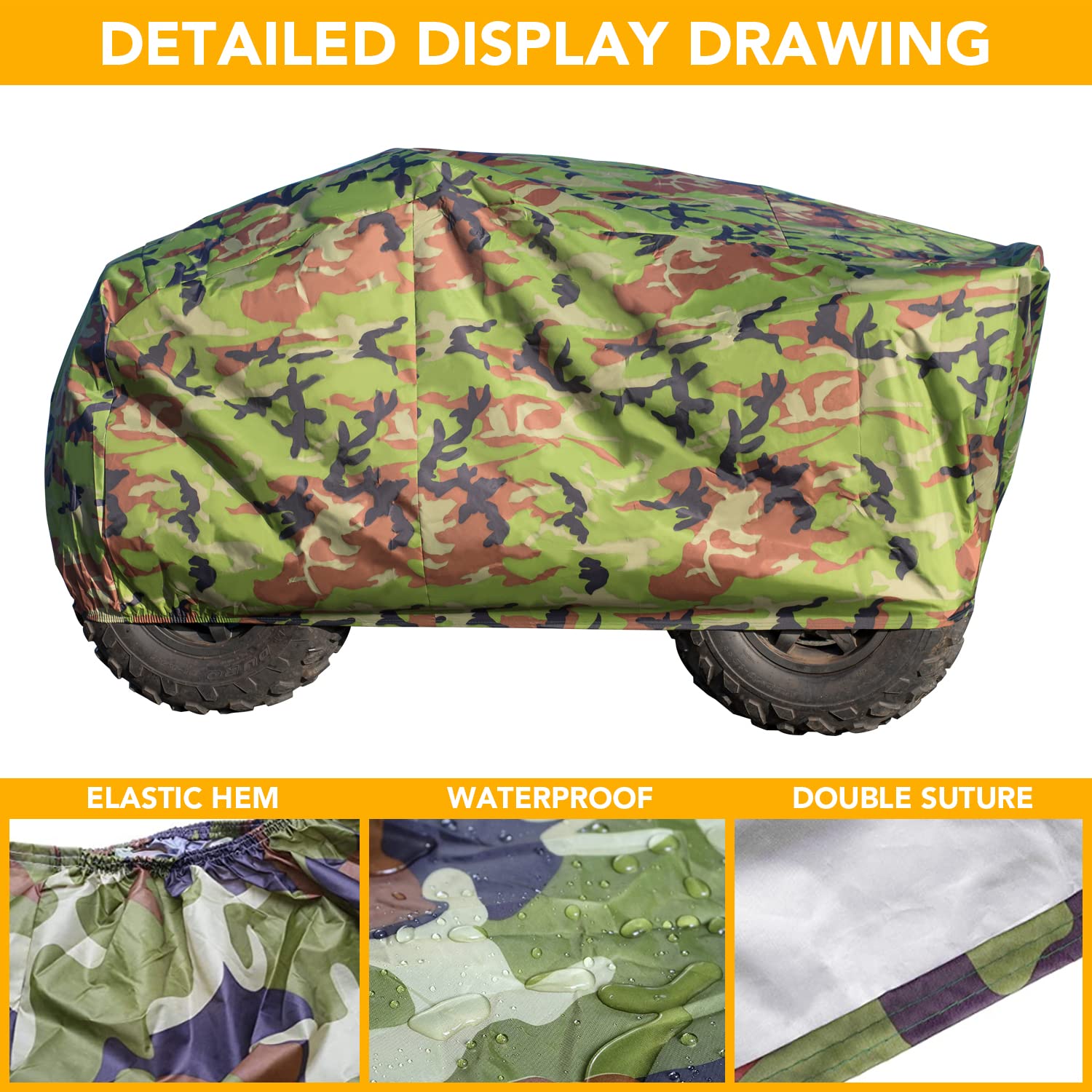 Xyzctem Waterproof Atv Cover, Heavy Duty Meterial Protects 4 Wheeler From Snow Rain Or Sun, Large Size Universal Fits Up To 88 I
