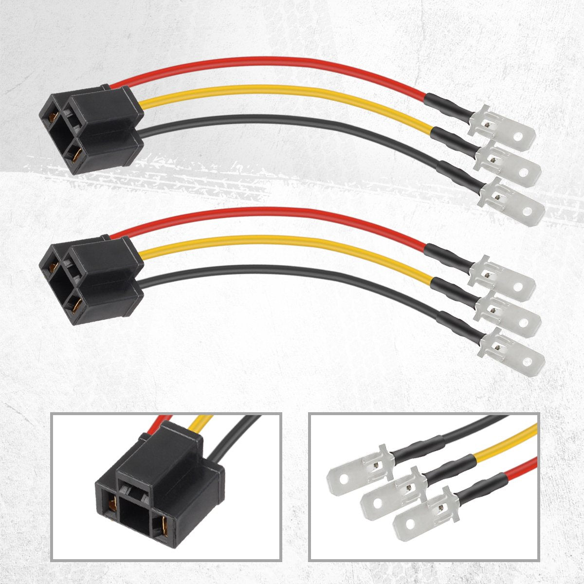 Partsam H4 9003 Wiring Harness Headlights Wire Sockets H4 To 3 Pin Adapter For 4''X6'' 7''X6'' 5''X7'' 6X8 Inch Car Truck Pickup