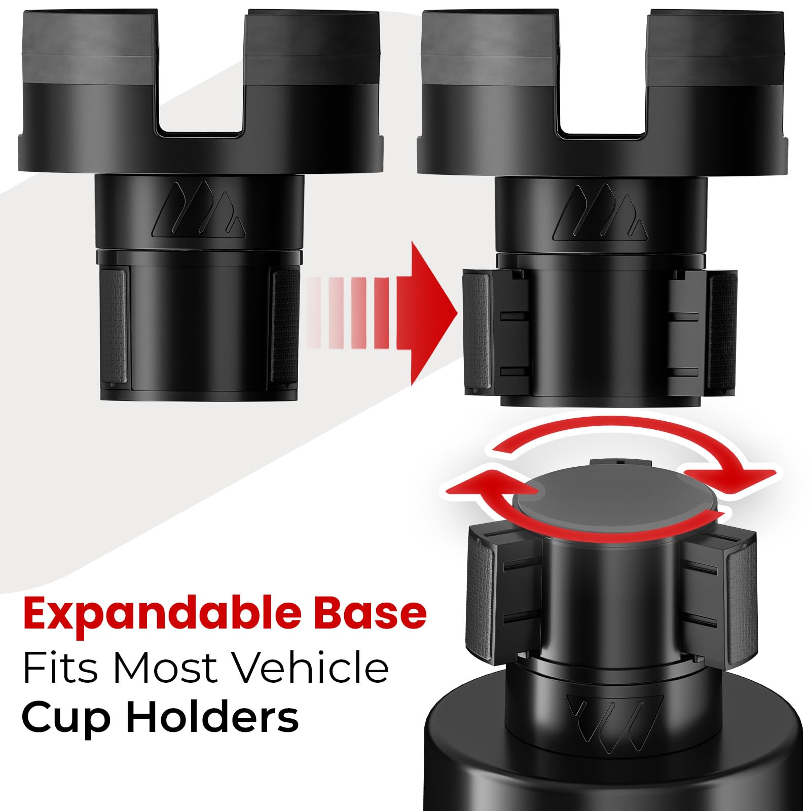 ESSENTIALLY ENGINEERED Integral Expandable Mug Holder - Adjustable Rubber Car Cup Holder for YETI 14oz Rambler - Black T13