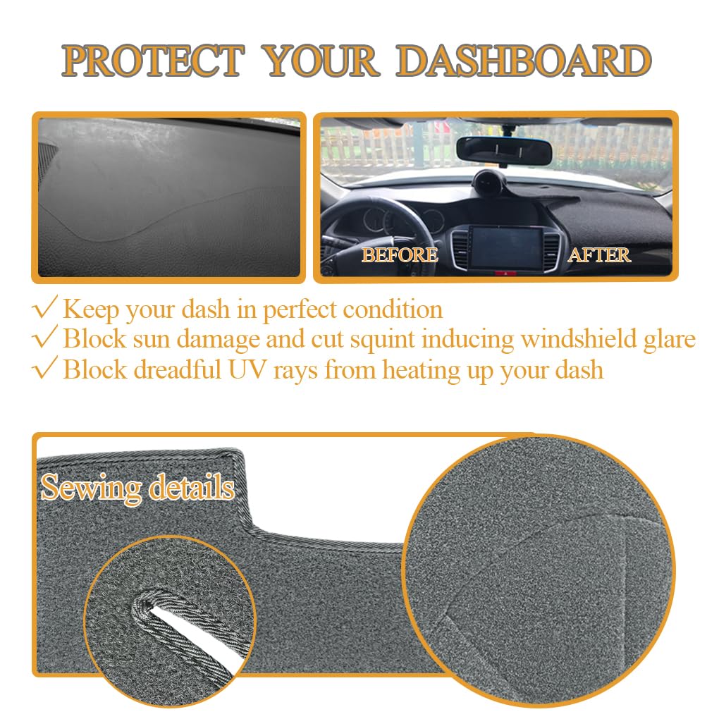 Yiz Dash Cover Mat Custom Fit For Nissan Frontier 2022 2023 2024,Dashboard Cover Pad Carpet (Dark Gray) J161