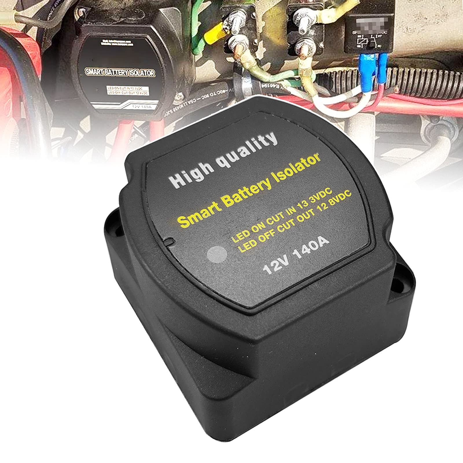 Dual Battery Isolator 12V 140Amp, Voltage Sensitive Relay Vsr, Compatible With Rv Marine Car Vehicles Truck Caravan Off-Road Camper Yacht,Not Fit For Lithium Batteries