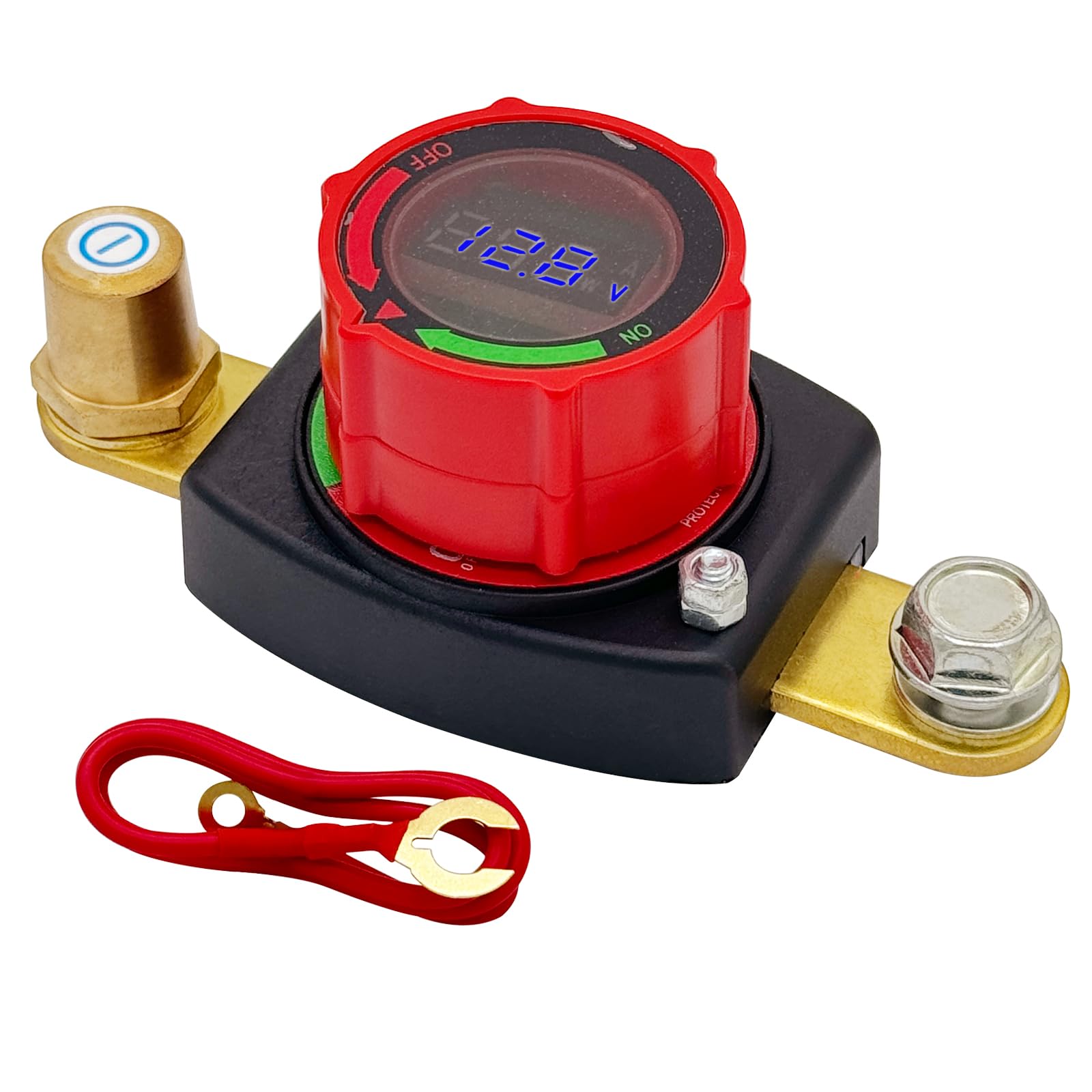 Ampper Battery Disconnect Switch with Voltmeter, 12-48V Battery Cut Off ON/Off Shut Off Switch W/Adapter for Car, RV and More (S
