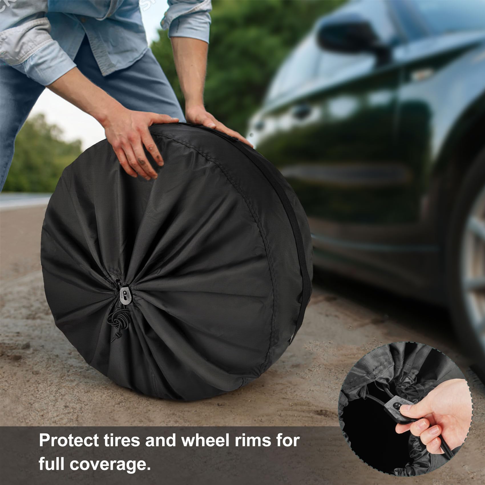 Explore Land Tire Cover - Durable Fabric Spare Tire Bag, Fits 29''-31.75'', Black, 4 Pack, Model 10708014