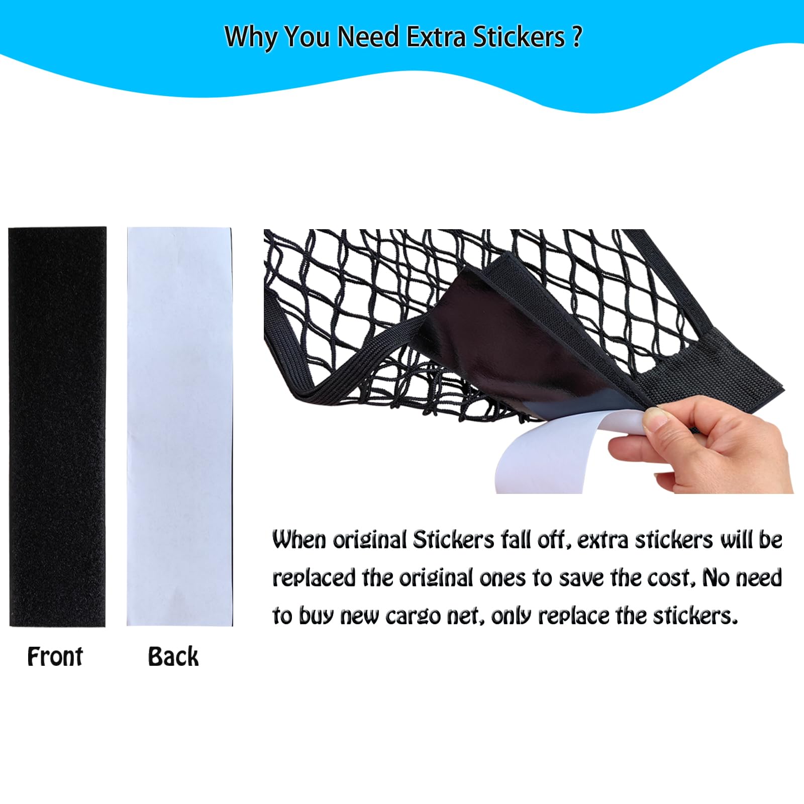 Xiwumoer Mesh Cargo Net Car Storage Net Wall Sticker Organizer Elastic Mesh Net With Tape Stickers For Car Trunk Storage Mesh St