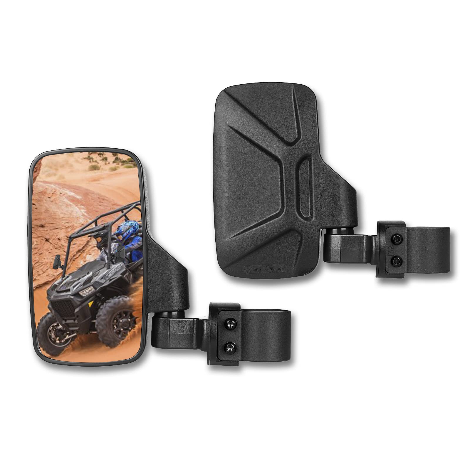 SHEJISI UTV Side Mirrors Fits 1.75''-2'' Inch Roll Cage, Upgraded Easy-Adjustable New UTV Mirrors Side View, Compatible with Pol