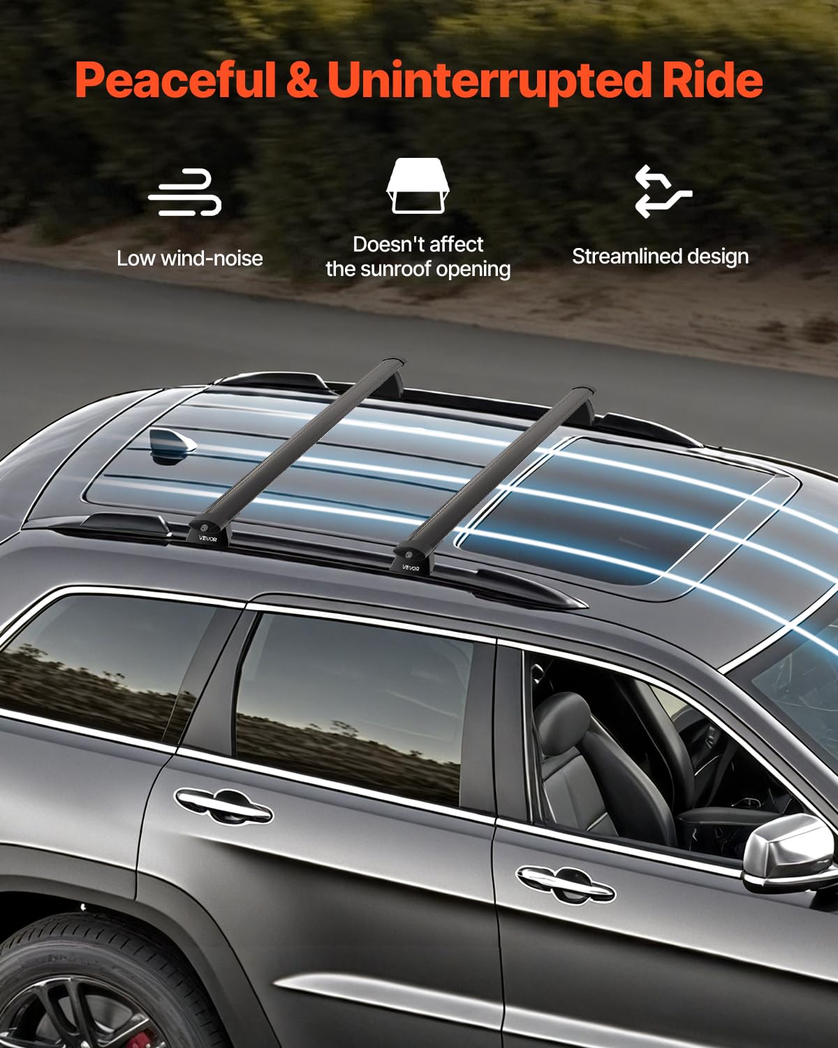 VEVOR Roof Rack Cross Bars, Fits Jeep Grand Cherokee 2014-2023 or 2011-2021 (with Grooved Side Rails), 200 LBS Capacity, Lockabl