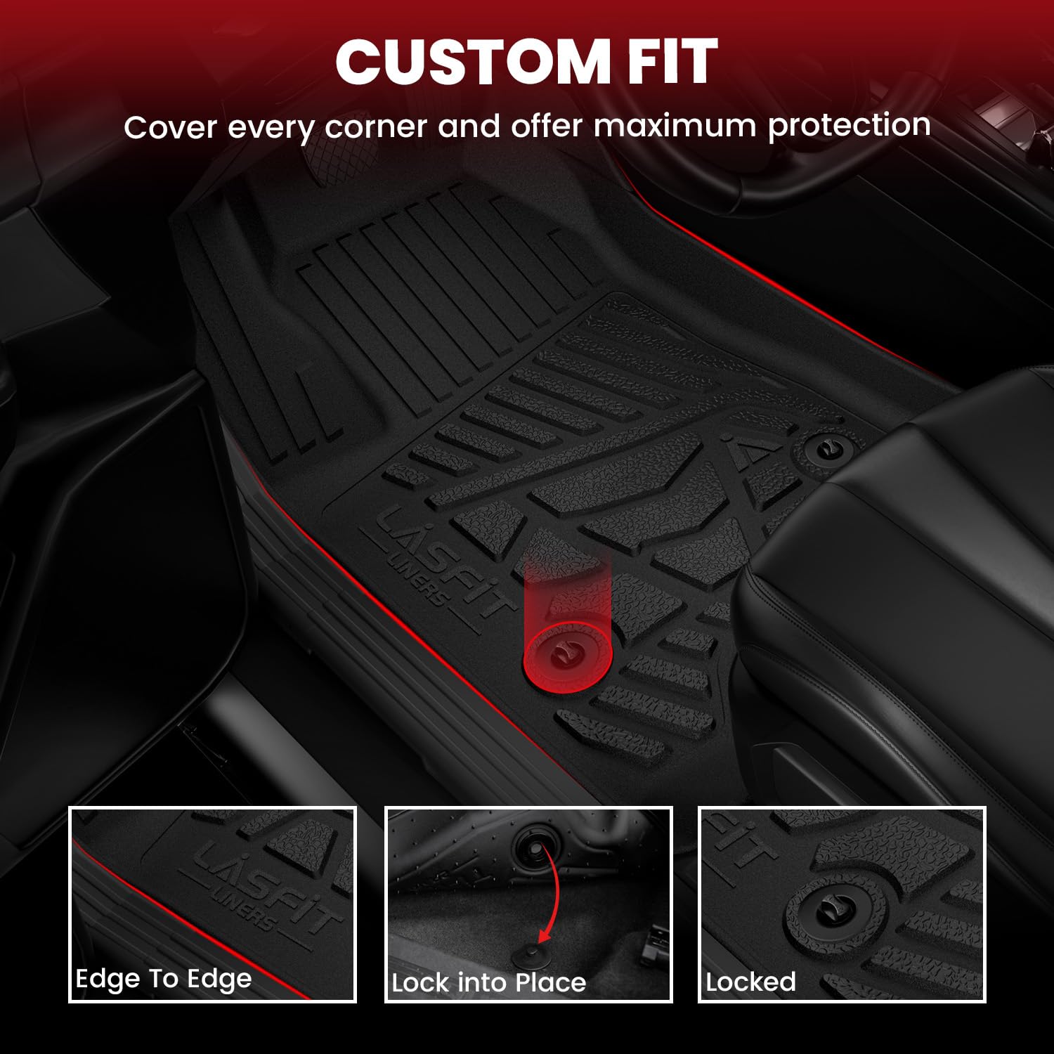 Lasfit Floor Mats For Chevrolet Chevy Silverado/Gmc Sierra 1500 Crew Cab 2014-2018, Slv/Sra 2500Hd 3500 Hd Crew Cab 2015-2019, W