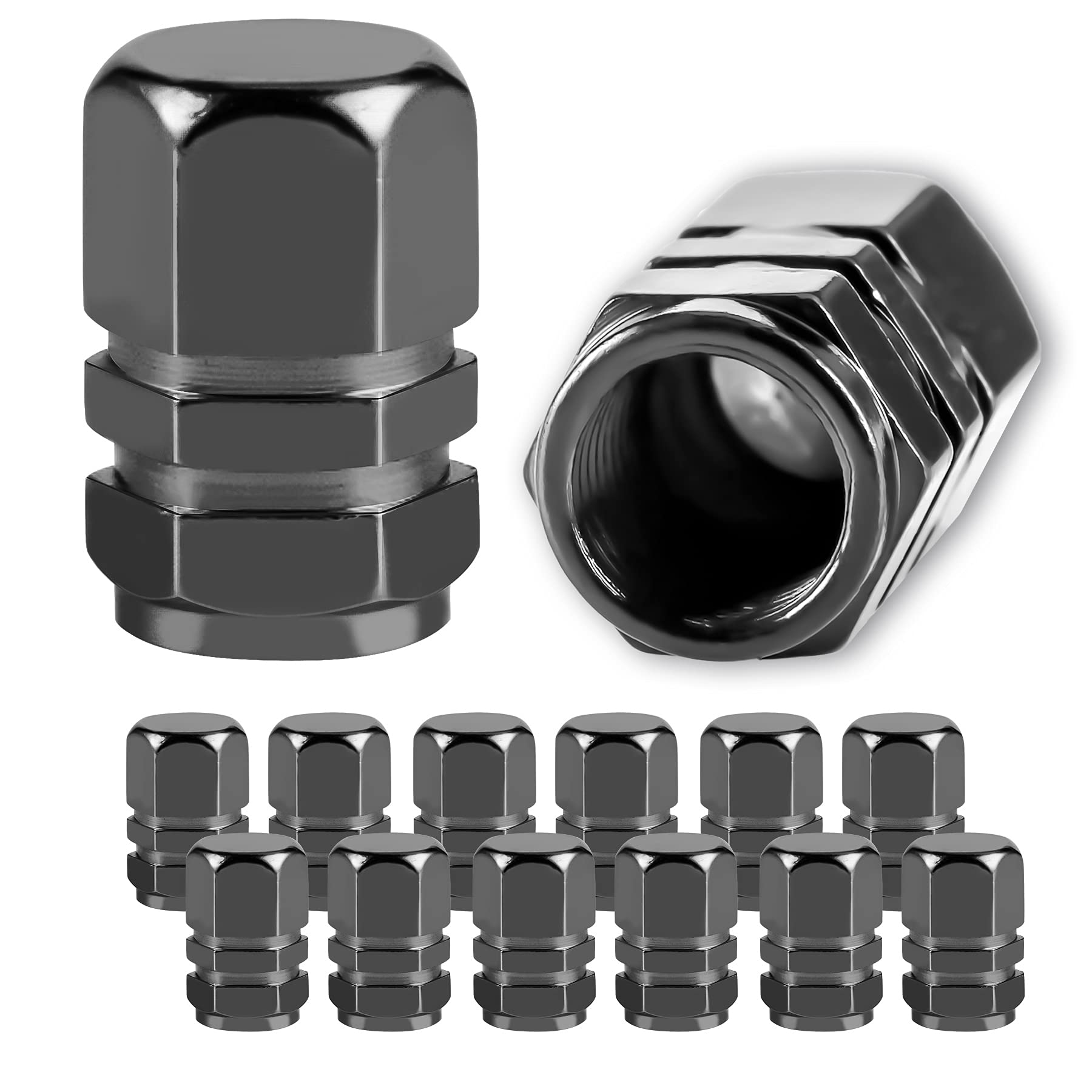 Justtop Car Tire Valve Stem Caps, 12Pcs Air Caps Cover, Universal For Cars, Suvs, Bike, Trucks And Motorcycles-Grey