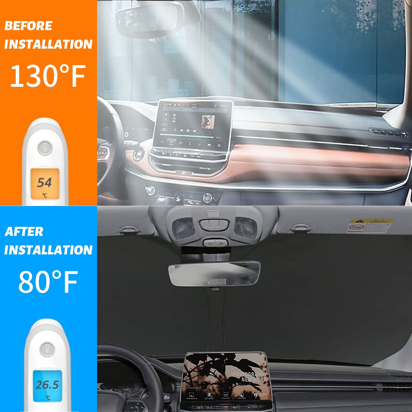 Moricere Upgrade Windshield Sun Shade For Ford Bronco 2021-2023, Foldable Windshield Sun Visor Blocks Uv Rays