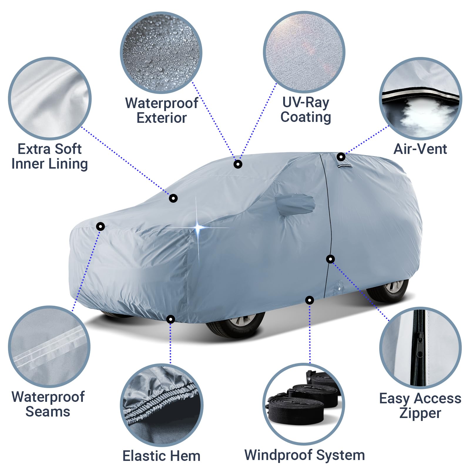SUV Custom-Fit Car Cover for Chevy Tahoe | Waterproof All Weather SUV Cover for UV, Rain, Snow, and Ice. Premium Quality, Suitab