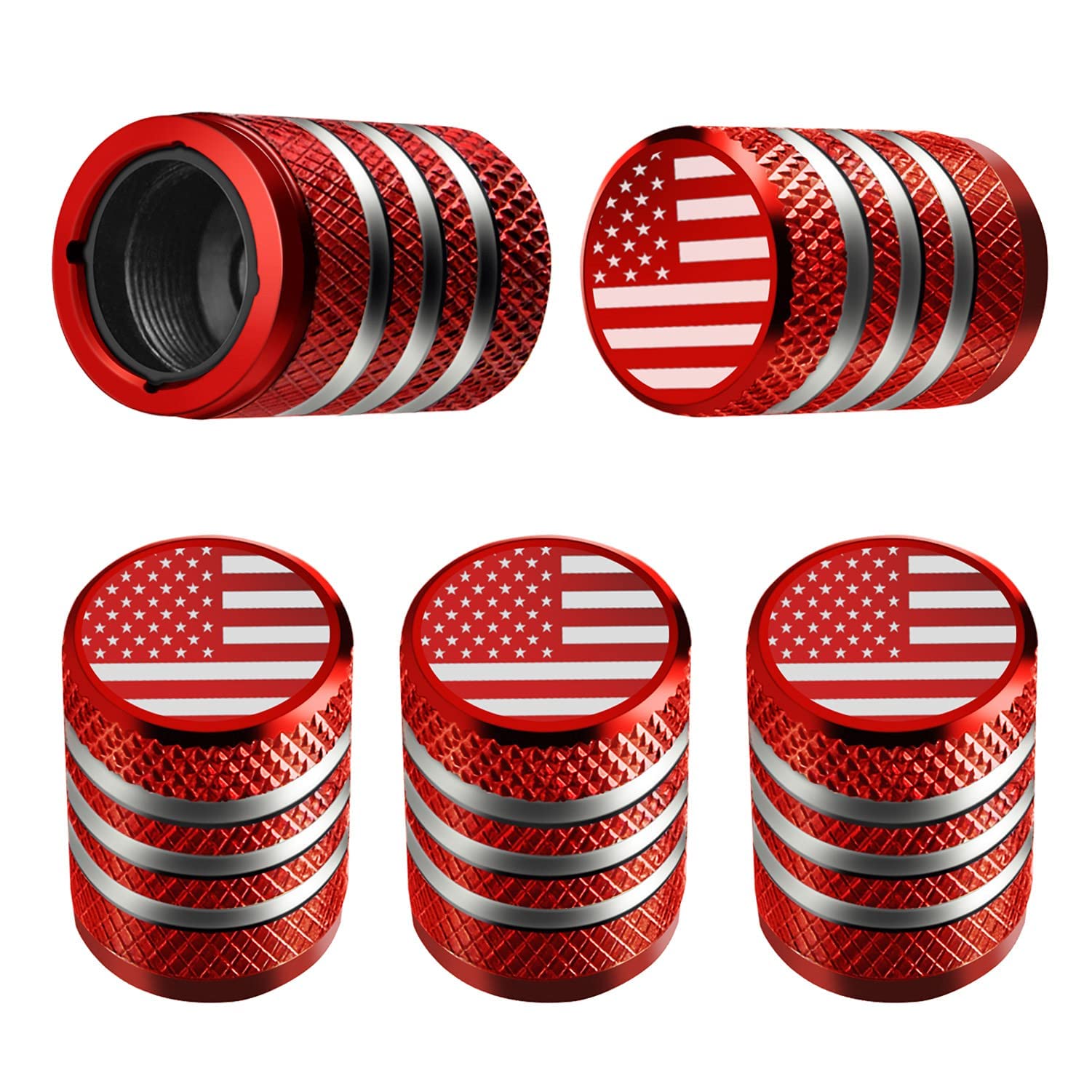 Tire Valve Stem Cap Cover - (5 Pack) Tire Air Caps Metal With Plastic Liner Corrosion Resistant Leak-Proof Cat/Dog Paw For Car Truck Motorcycle Bike Red