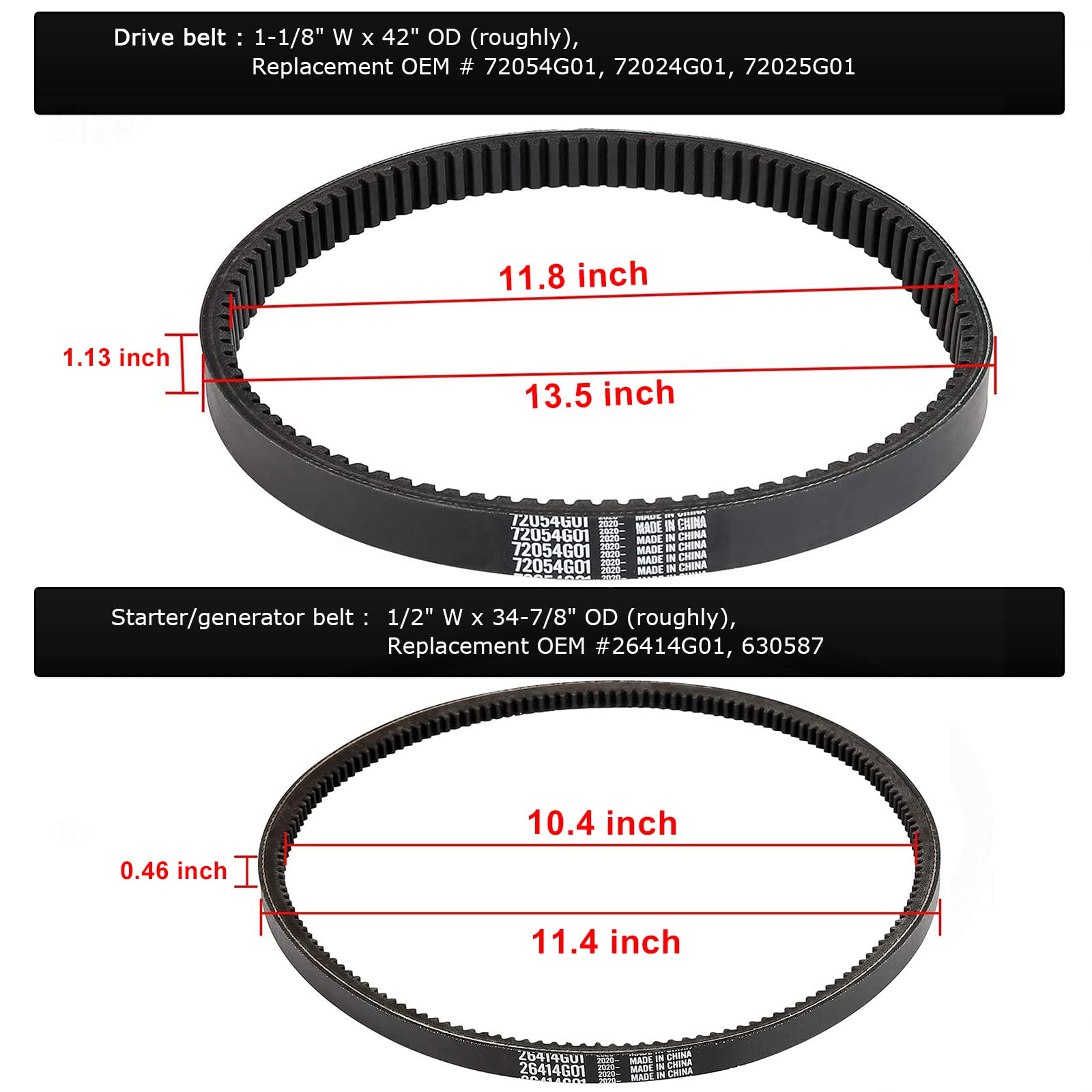 Roykaw Ezgo Txt Gas Drive Belt & Starter Belts Kit For Ezgo 4 Cycle Gas Golf Cart Txt Cushman Express Marathon Medalist St Vehic