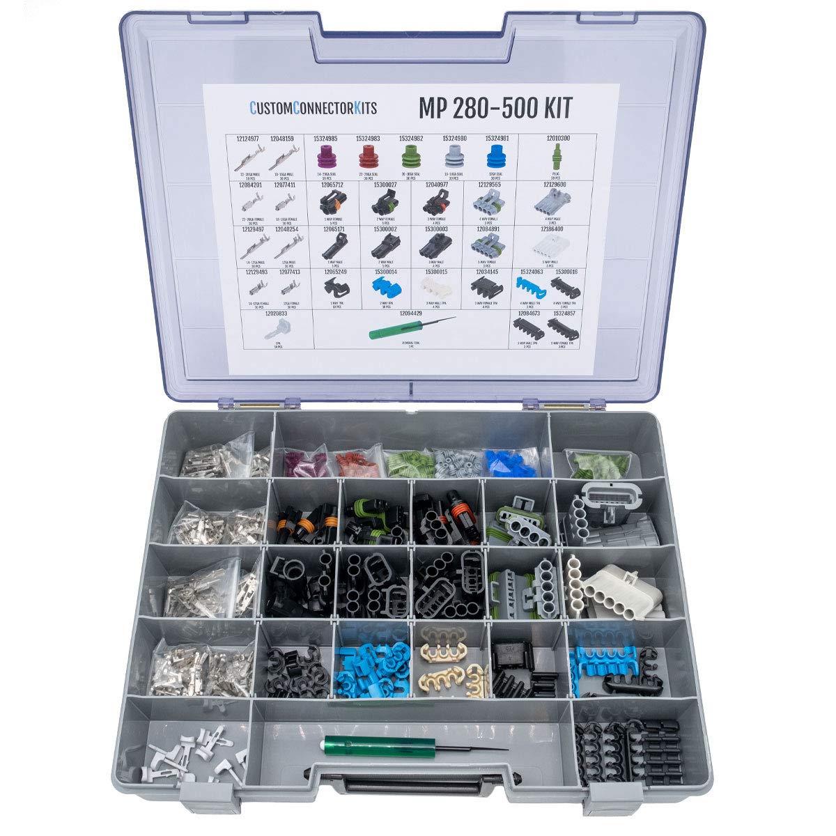 Metri-Pack Connector Kit MP-280-500: Metri-Pack 280 Series Sealed Automotive Electrical Connectors 22-12 Gauge 500 Piece Kit (No