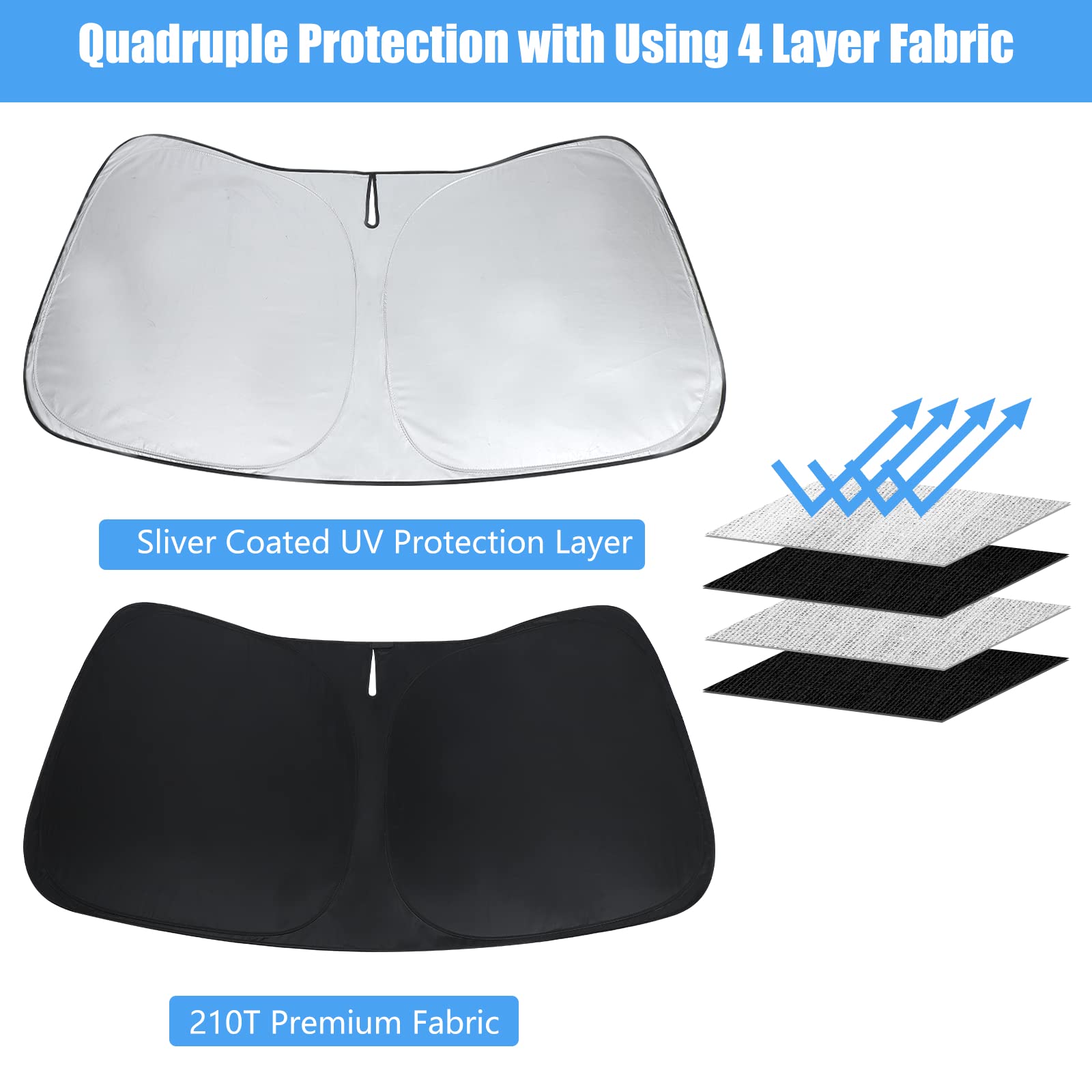 Windshield Sun Shade Window Sunshade Custom Fit 2021-2011 Jeep Grand Cherokee Accessories (Not For Grand Cherokee L& Jeep Cherok