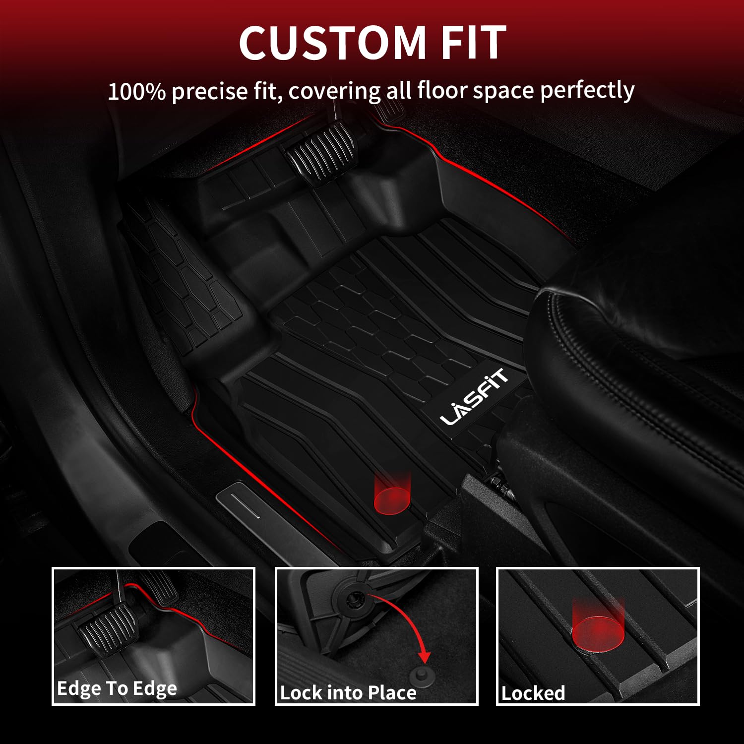 Lasfit Floor Mats Fit For Lincoln Nautilus 2019-2023/ For Lincoln Mkx 2018 2017 2016 All Weather Floor Mats Custom Fit Floor Lin