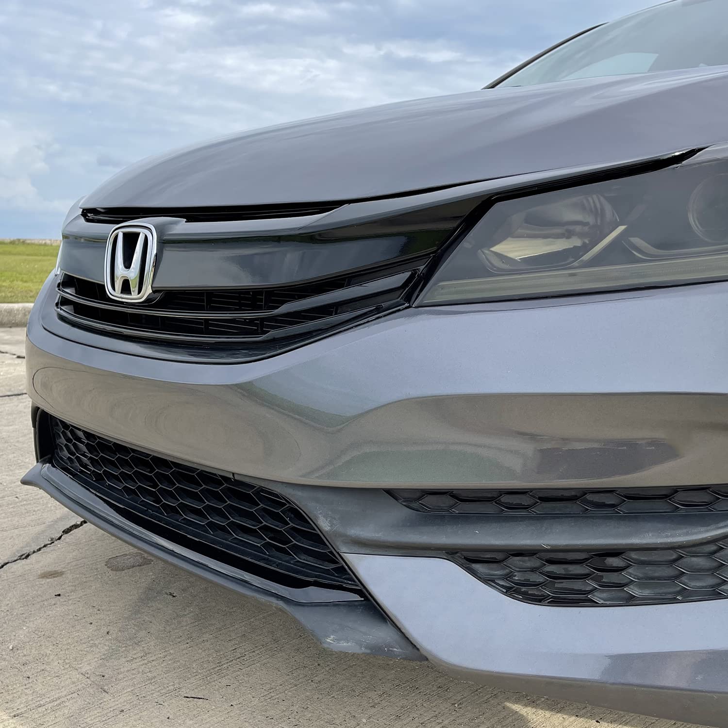 SlickMod Chrome Delete Vinyl Overlay for 2016-2017 Honda Accord Sedan, Full Kit, Gloss Black