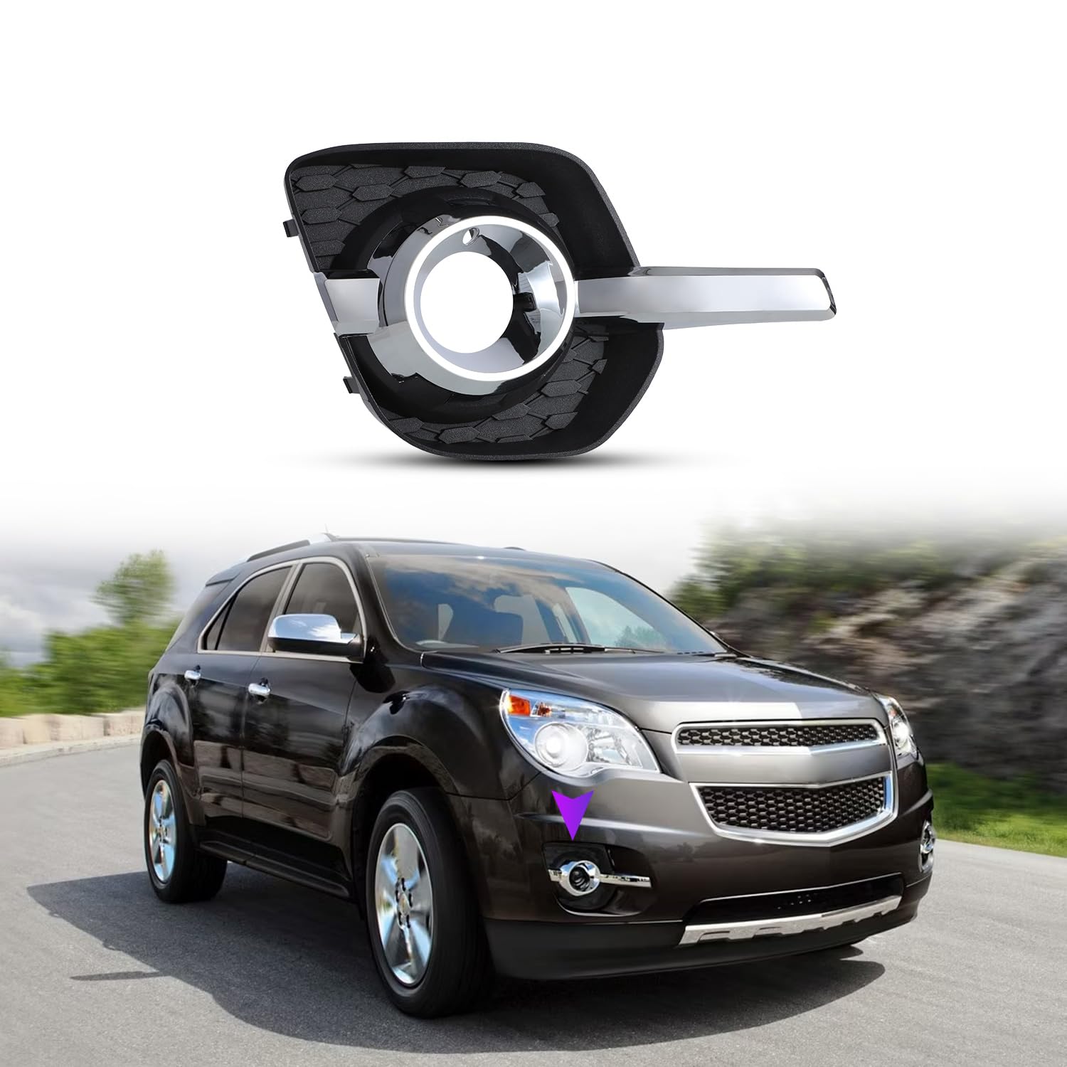 Nixon Offroad Fog Lights Bezels For Chevy Equinox 2010 2011 2012 2013 2014 2015 Fog Lamp Cover Replacement, Right Passenger Side
