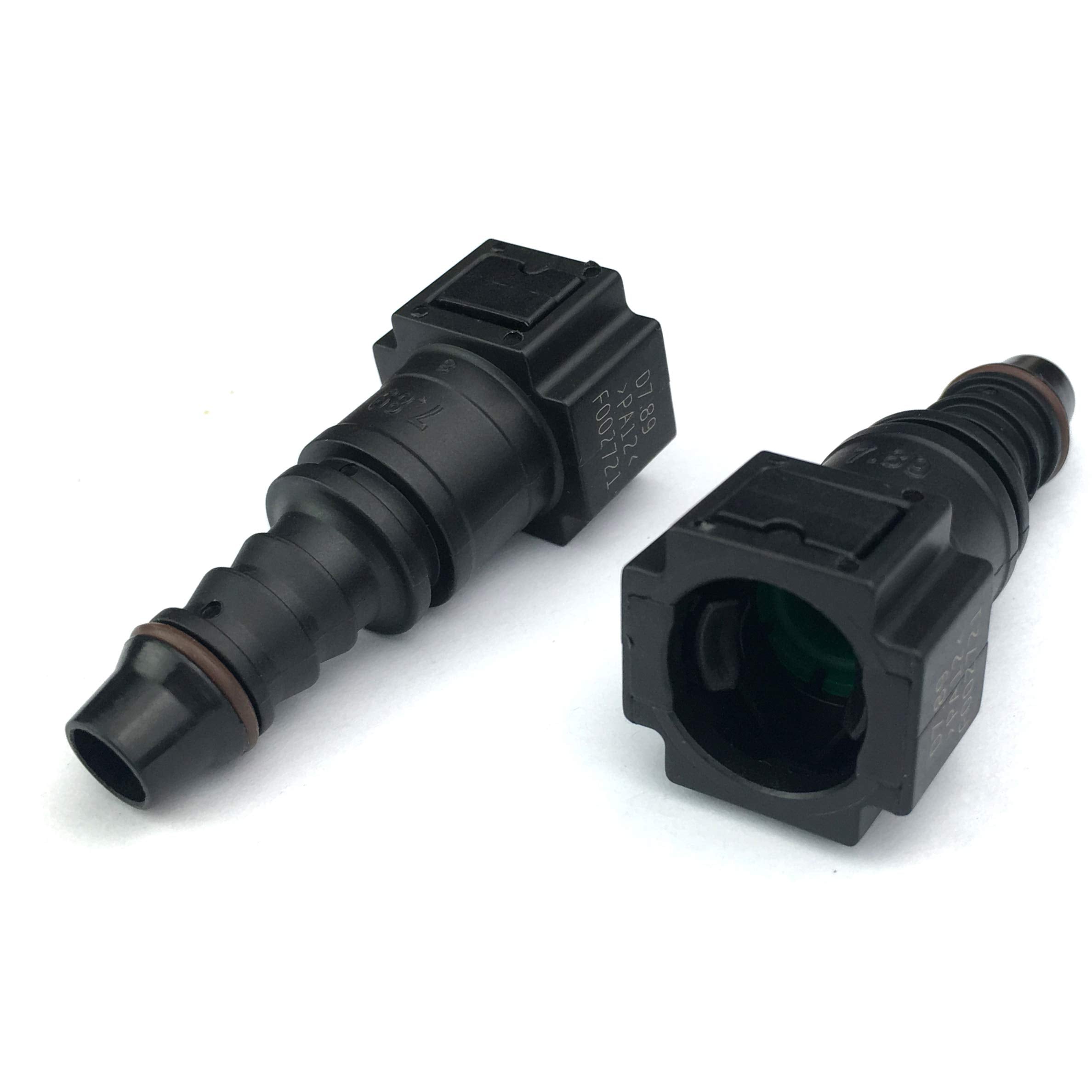 Fuel Line Quick Connector 5/16 Bundy Female To Barb Straight For 5/16 Steel To 1/4 Id & 5/16 Od Nylon Tubing, Pack Of 2