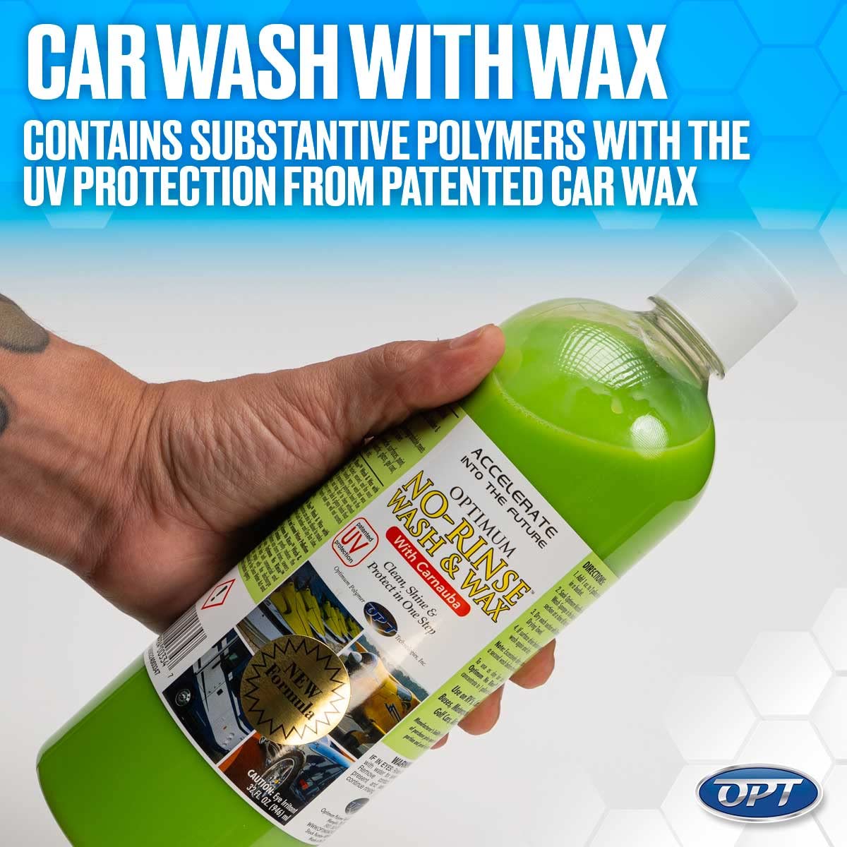 Optimum No Rinse Wash & Wax - 8 Oz. Bottle, Exterior Car Cleaner Wax, Optimum Rinseless Car Wash System, Pro Car Care Products,