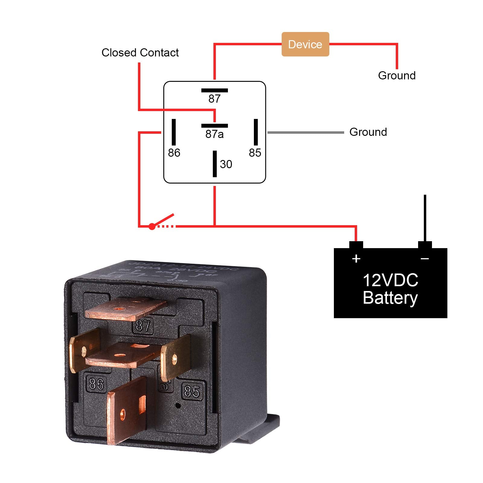 Ehdis 5 Packs Car Relay With Harness Truck Motor Heavy Duty 5-Pin 80A 12V Relay On/Off Normally Open Spdt Relay Socket Plug 5 Wire Automotive Relay Jd2912-1Z-12Vdc 80A 14Vdc