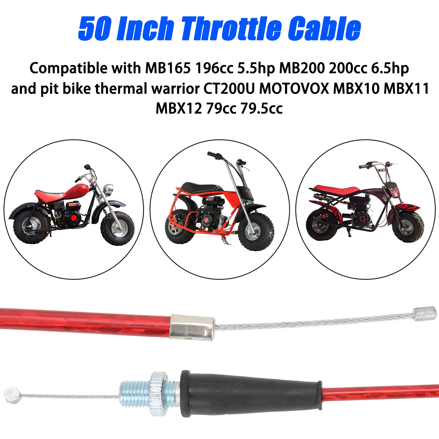 Yoxufa 50 Inch Throttle Cable For Predator 79Cc 97Cc 196Cc 212Cc 2.5Hp Baja Doodle Bug Racer Db30 Warrior Heat Mb200 Coleman Ct1