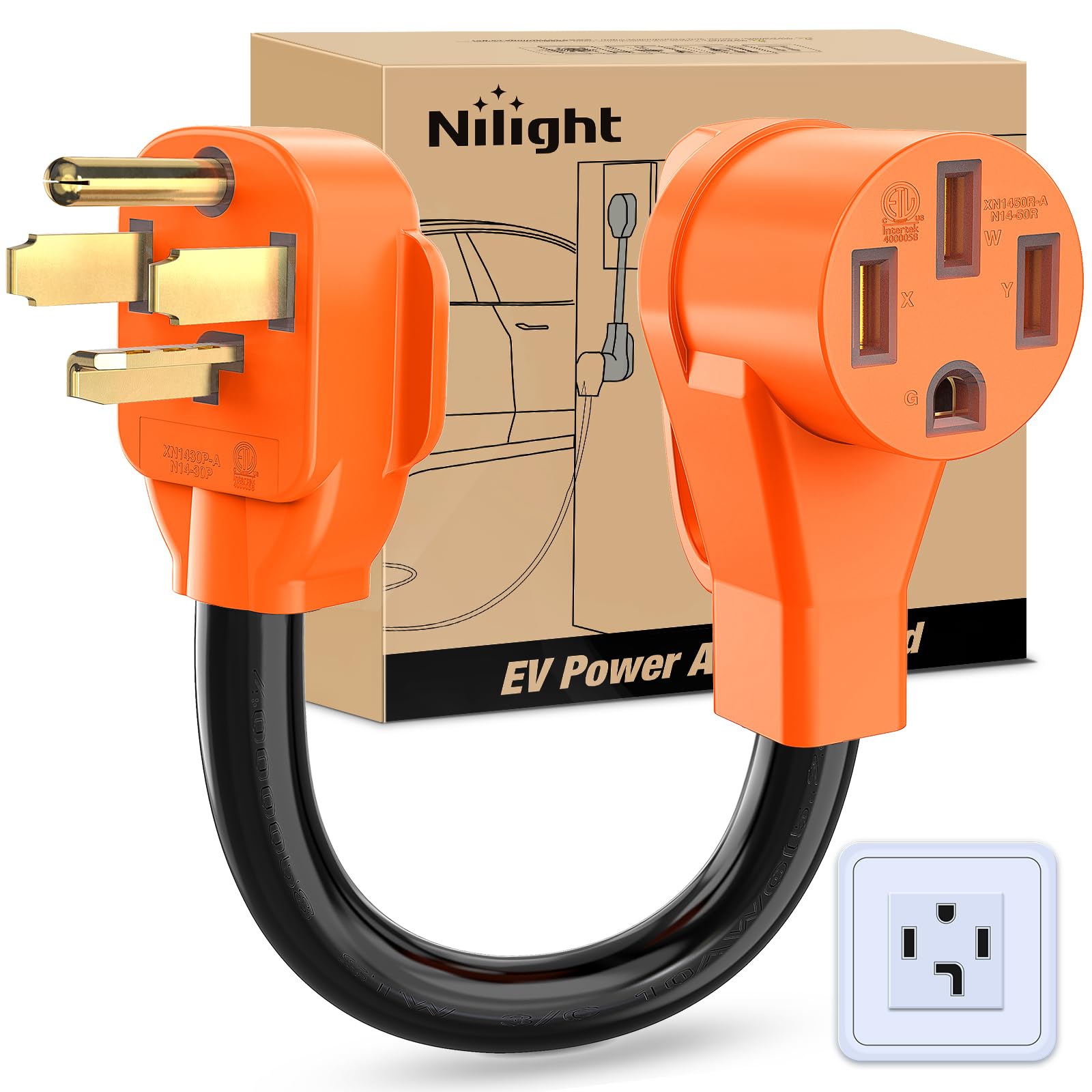 Nilight Ev Adapter Cord 30 Amp To 50 Amp 4 Prong Pure Copper New Dryer Outlet To Ev Plug Conversion Heavy Duty 10 Gauge Wire Nem