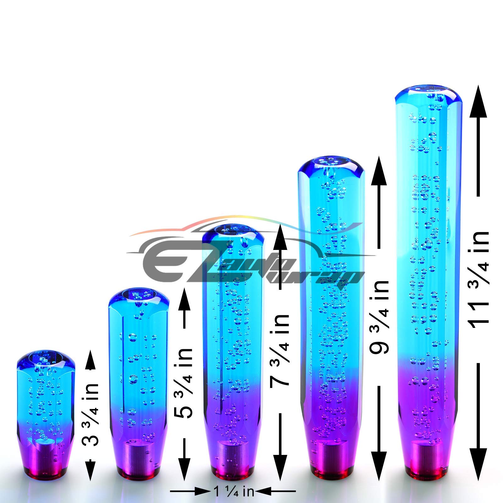 Ezautowrap Shift Knob Stick Crystal Transparent Bubble Purple Blue Throw Gear Shifter 20Cm