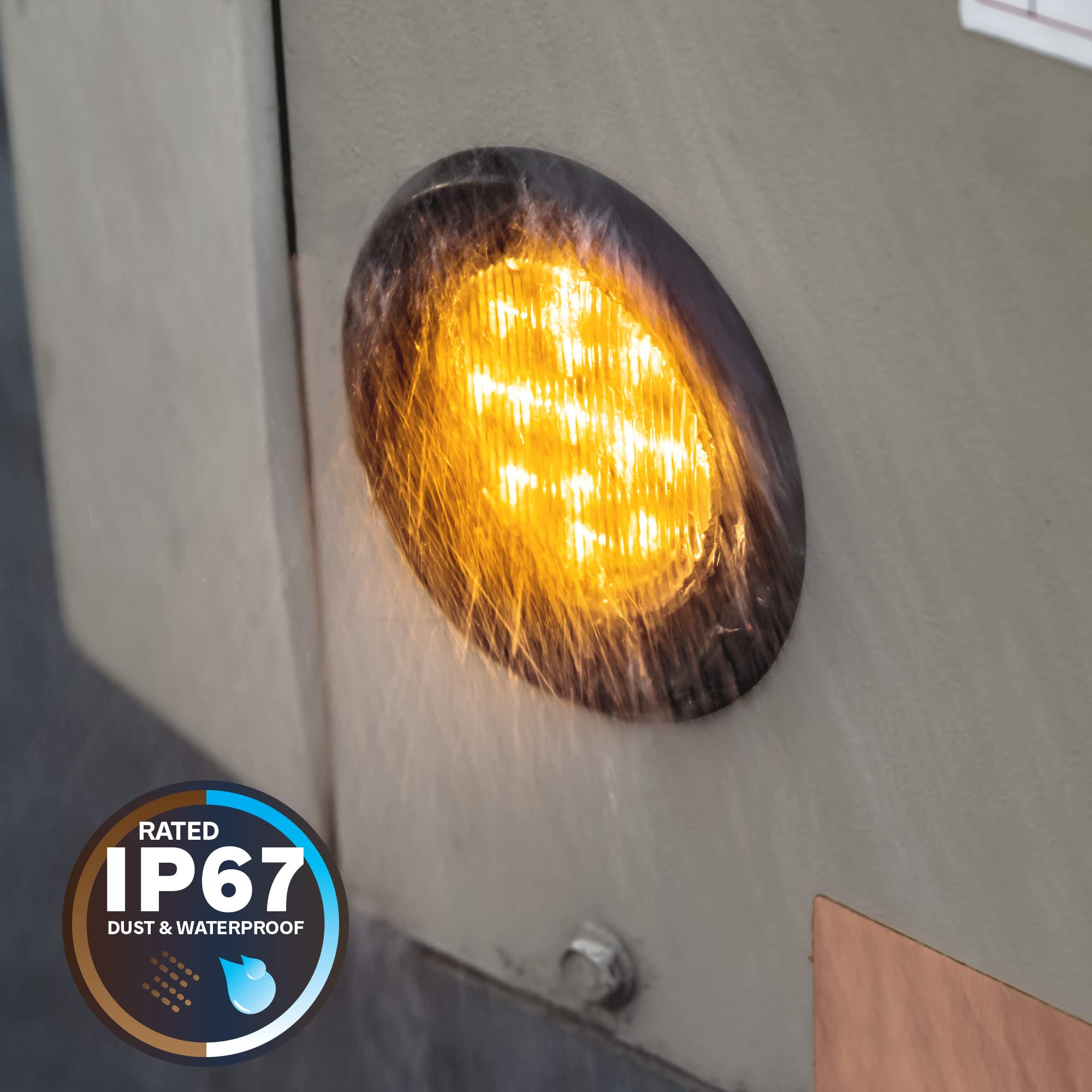 True Mods 2Pc 2.5'' 12V Amber + Red Round Led Clearance Side Marker Light Kit [Dot Approved] [Reflector Lens] [Grommet & Plugs]