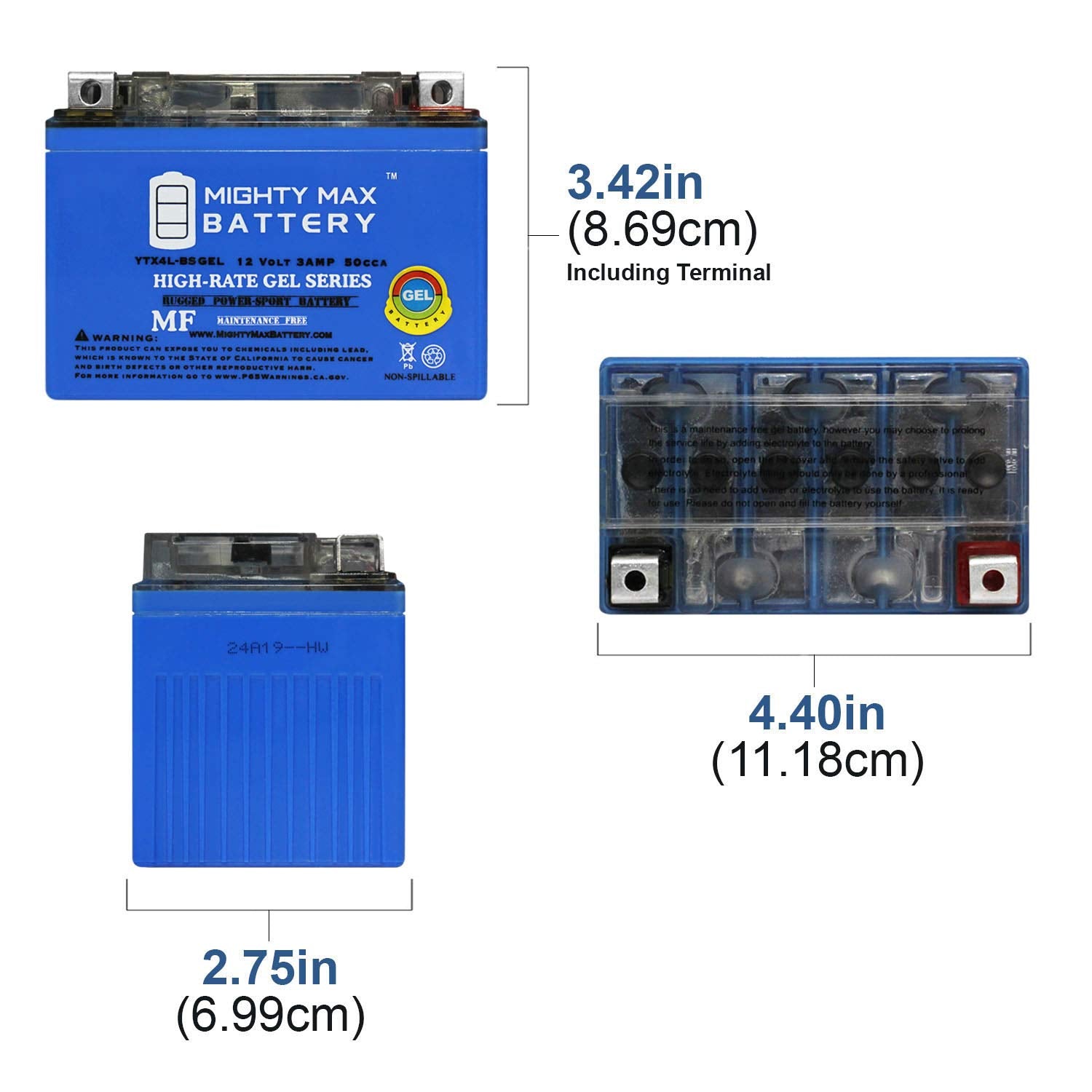 Mighty Max Battery Ytx4L-Bs Gel Battery For Atv Quad Dirt/Pit Bike 50/70/110/125 Cc (2 Pack)