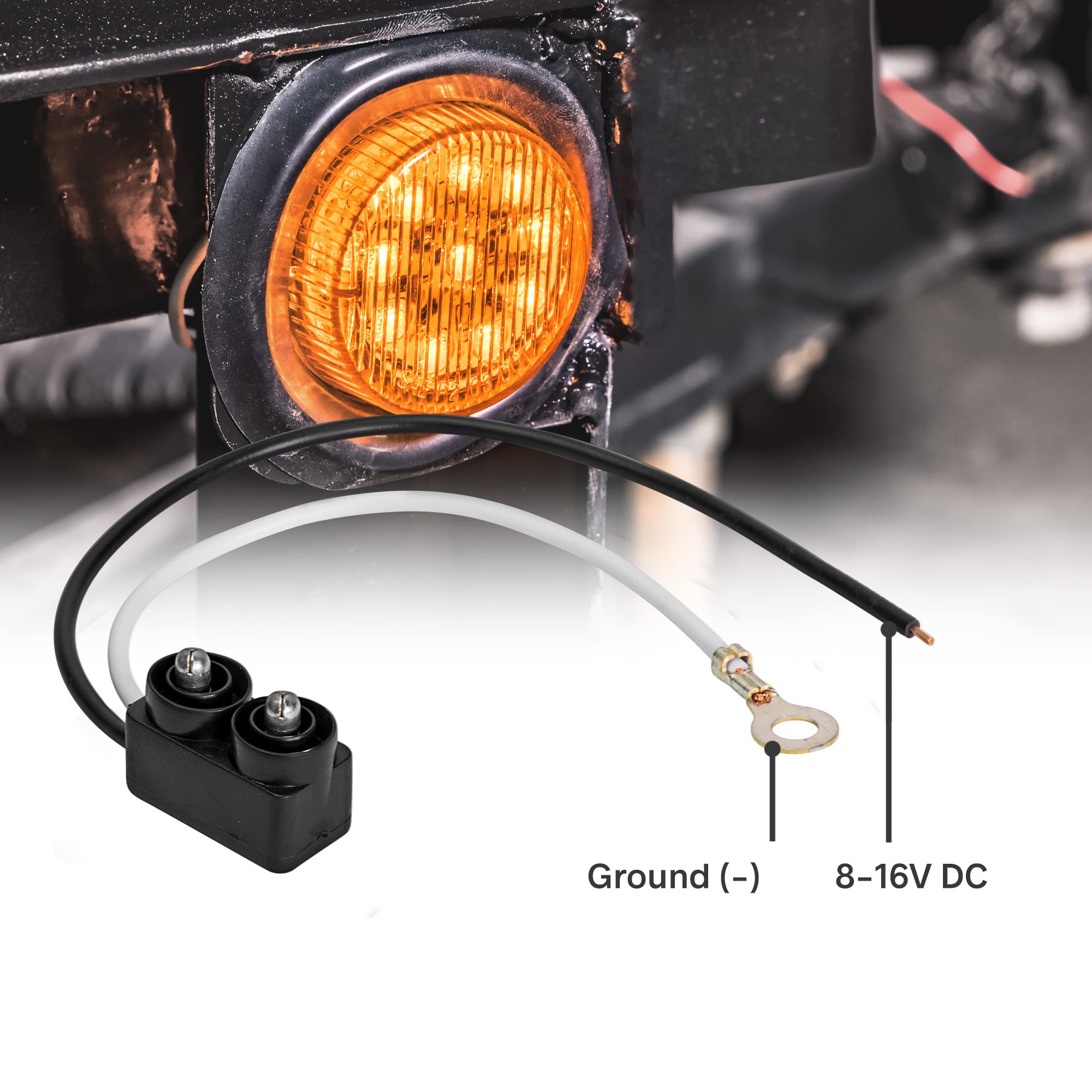 True Mods 8Pc 2'' Amber Round Trailer Led Clearance Marker Lights [Dot Fmvss 108] [Sae P2] [Reflector Lens] [Grommet] [Flush-Mou