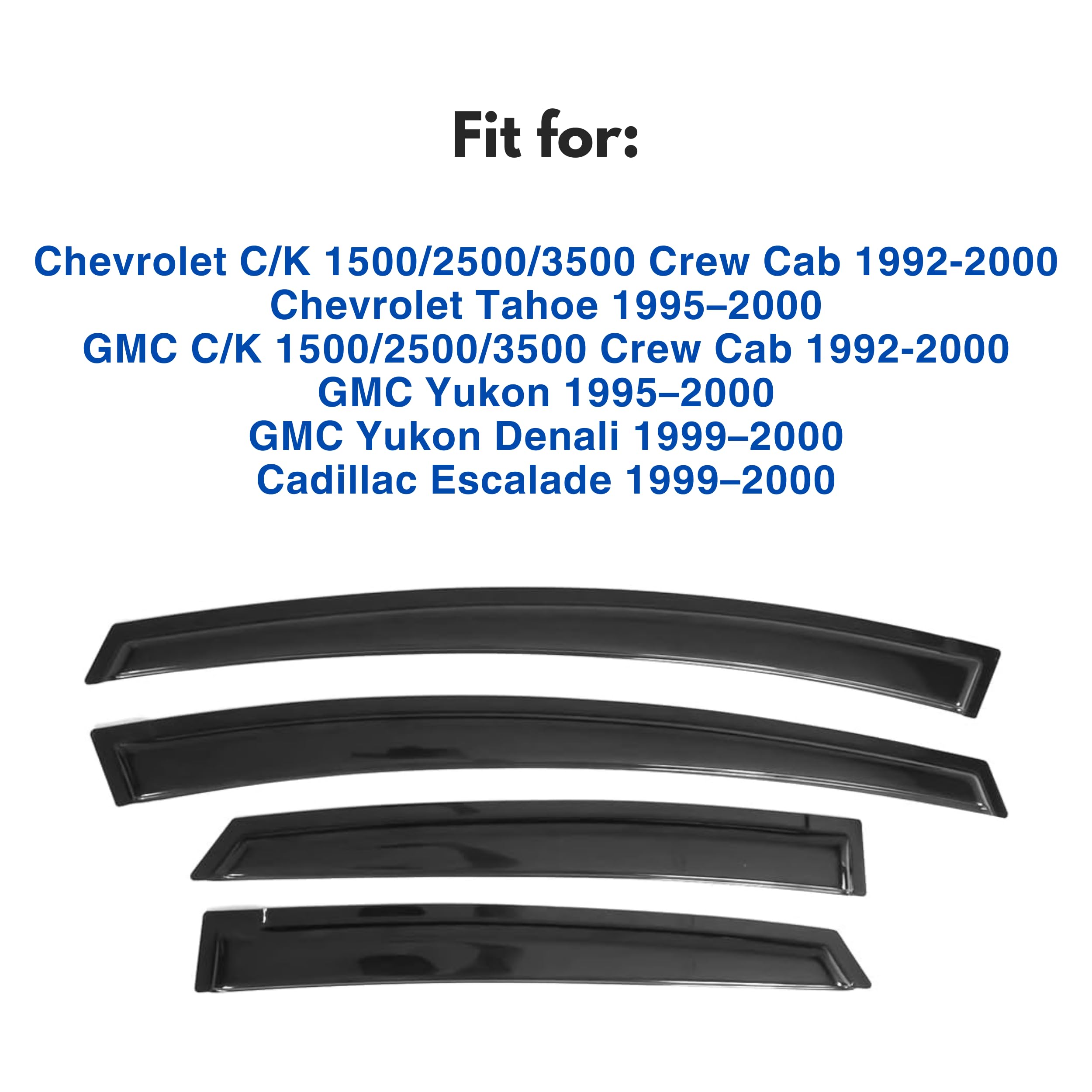 Ig Window Visor For 1995-2000 Chevy Tahoe/Gmc Yukon & 1992-2000 C/K1500/2500/3500 Suburban & 1999-2000 Cadillac Escalade/Yukon D