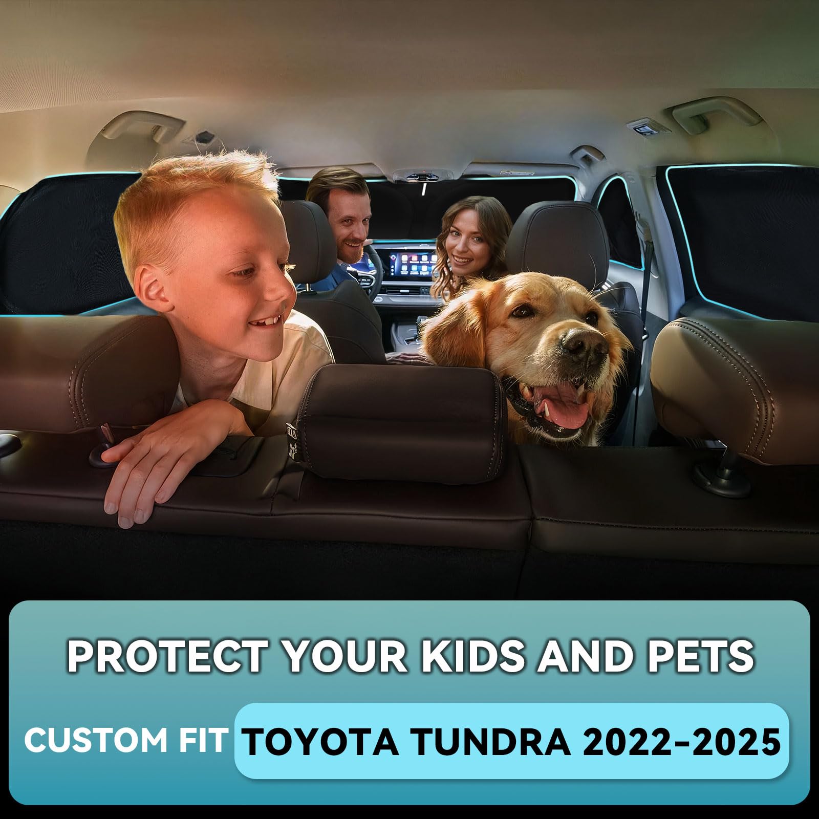 6 PCS Sun Shades for Toyota Tundra Windshield Sunshade, 2-Layer Full Window Shades for Tundra 2022-2025 Front Rear Side Window C