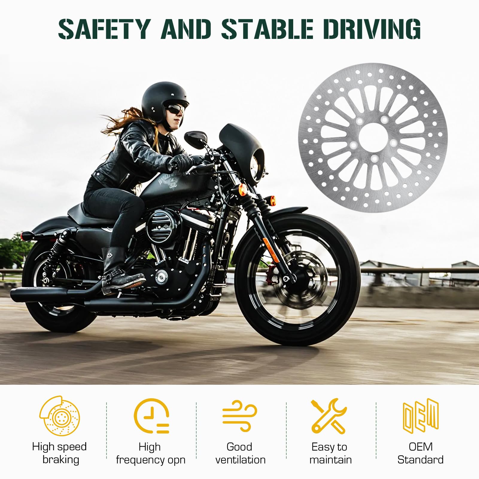 Youxmoto 2PCS Front Brake Rotor 11.8'' For Harley 2008-2020 Road King/Road Glide Electra/Street Glide/Tri Glide Ultra Classic (F