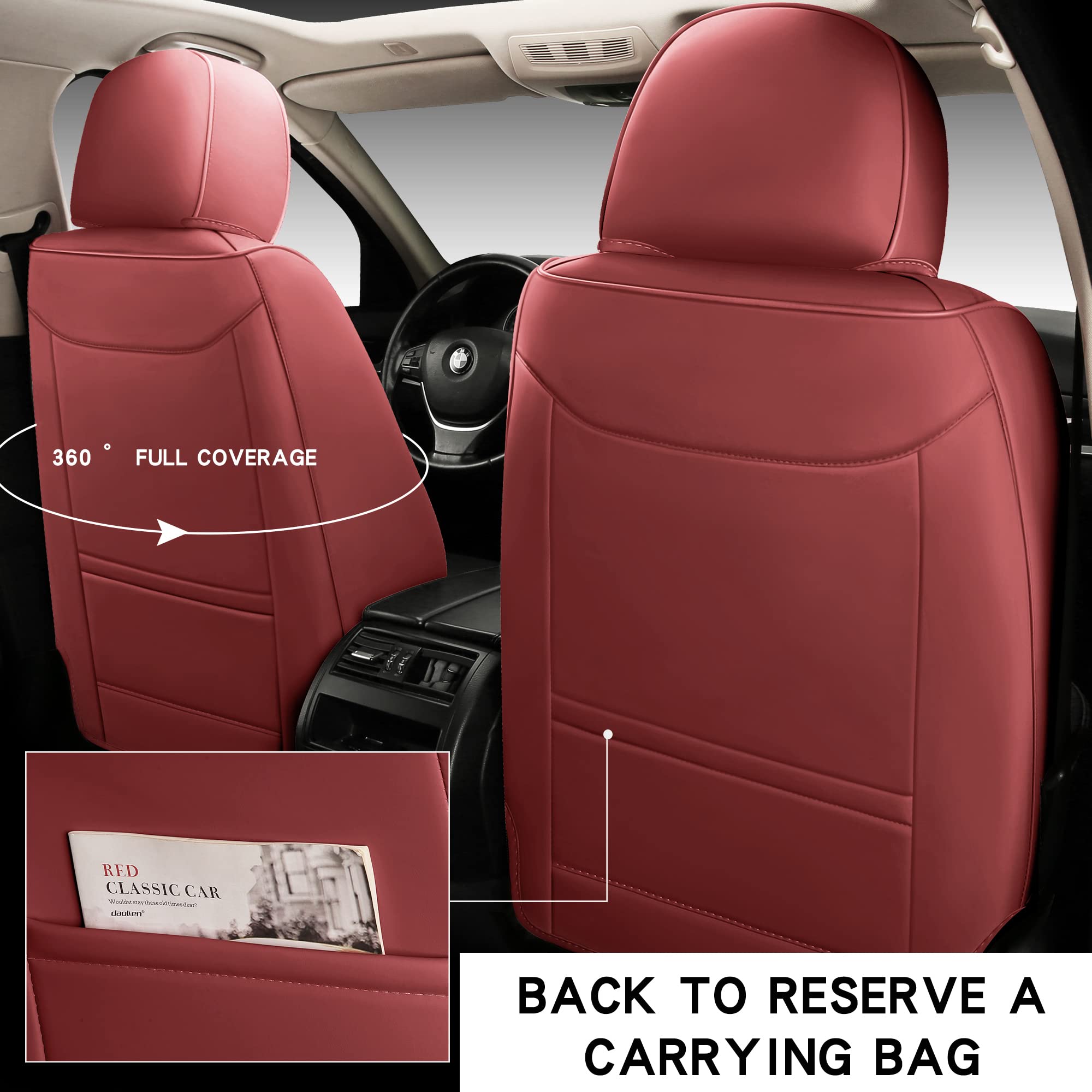 Haitour Universal Fit Full Coverage Leather Car Seat Covers For Cars Sedans Trucks Suvs,Waterproof Luxury Car Seat Protector,Fro