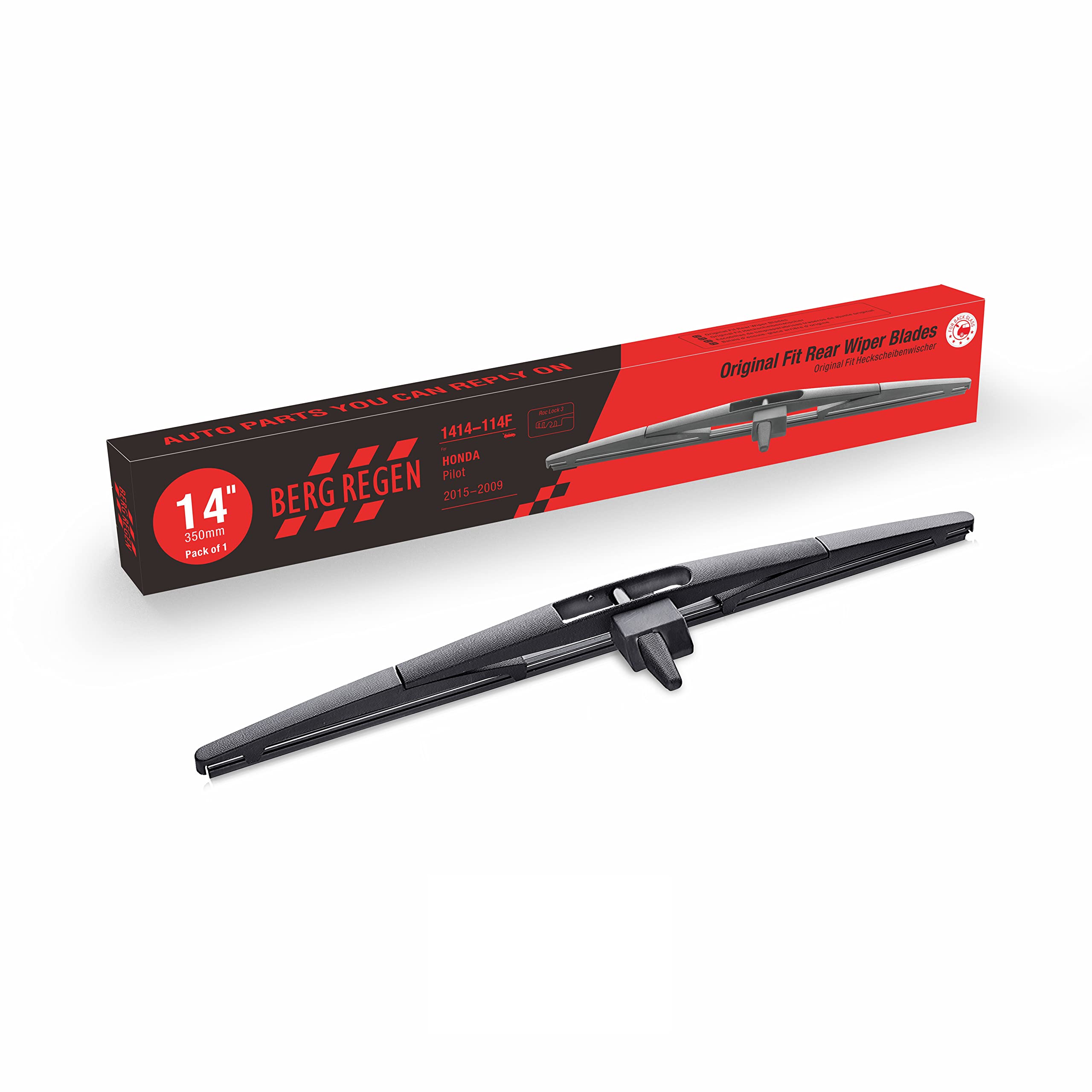 Berg Regen Rear Wiper Blades 14 Inch(14-F), Replacement For Honda Pilot 2015-2009, Back Windshield Wiper Blades +More Cars