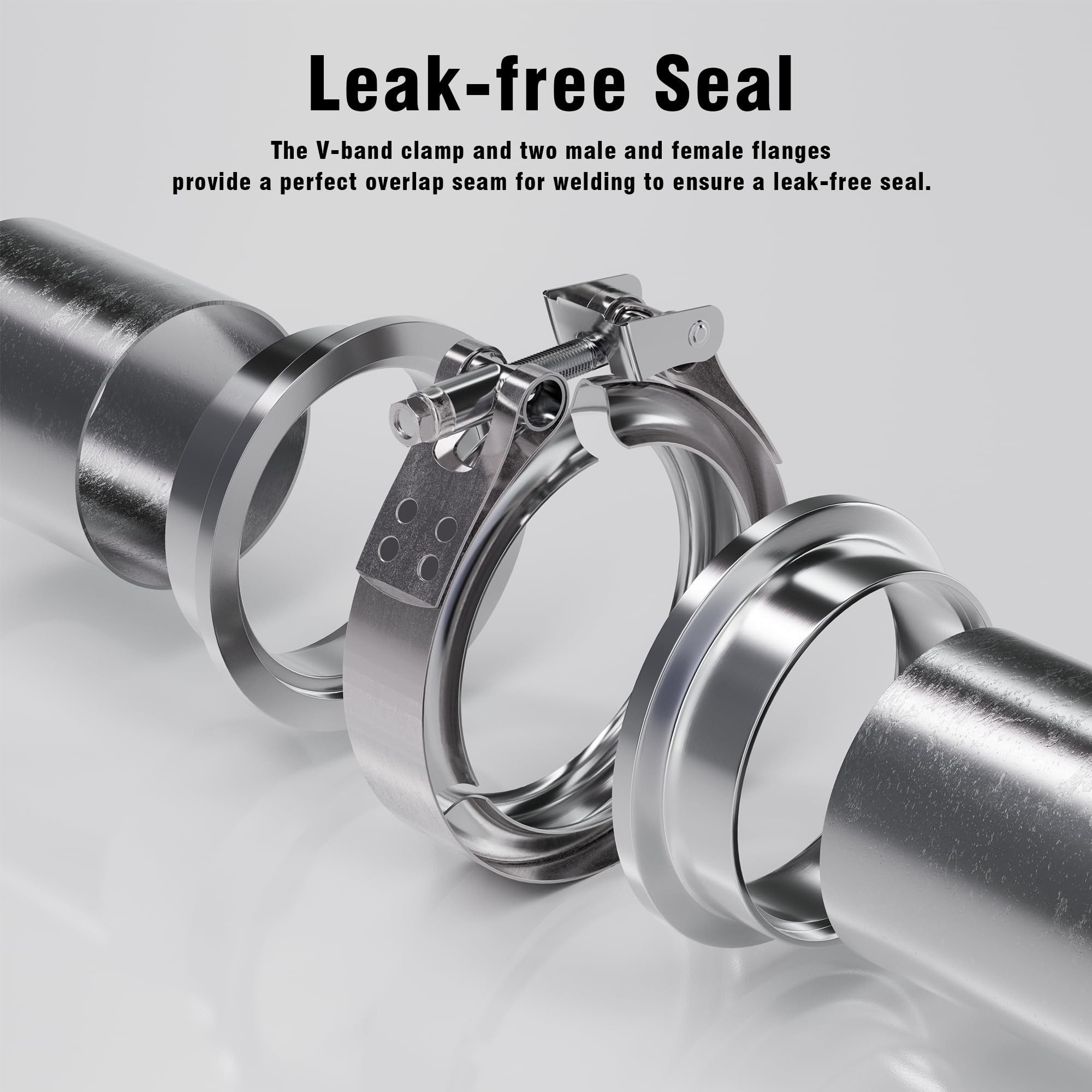 Wysiwyka 1Pc 4.5Inch 304 Stainless Steel Quick Release Exhaust V Band Clamp Kit With Female Male Flange