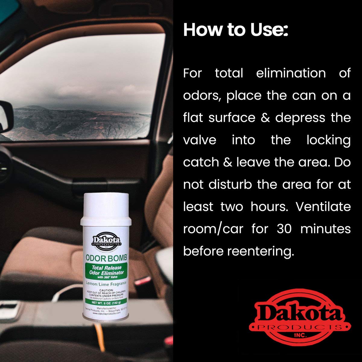 Dakota Odor Bomb Car Odor Eliminator, 5 Ounces, Eliminates Odors Better Than Car Fresheners, Leaves Refreshing Car Scent