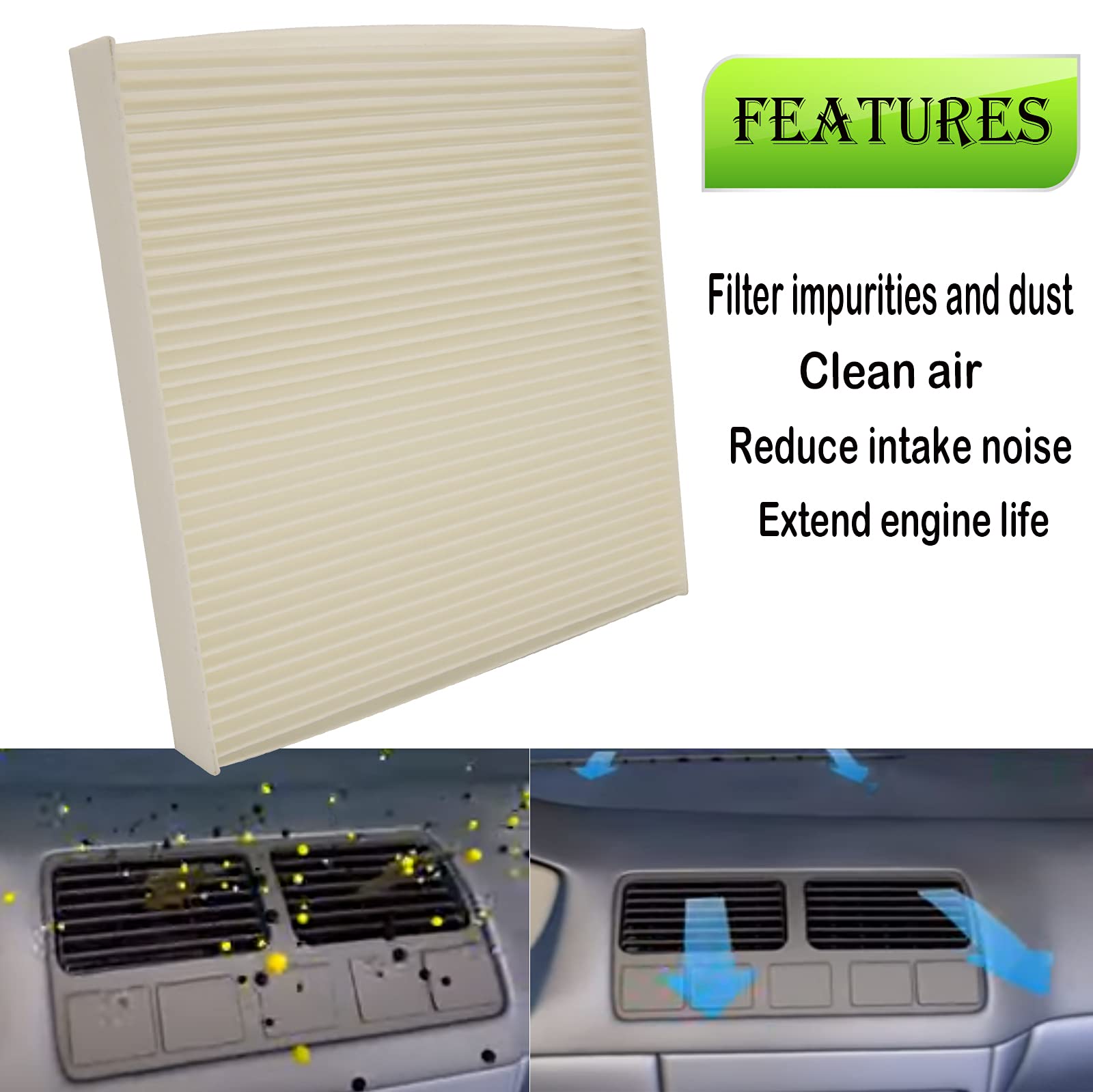 68406048Aa Cabin Air Filter 68318365Aa & 68052292Aa Cabin Air Filter Access Door Compatible With Dodge Ram 1500 2500 3500 Cabin