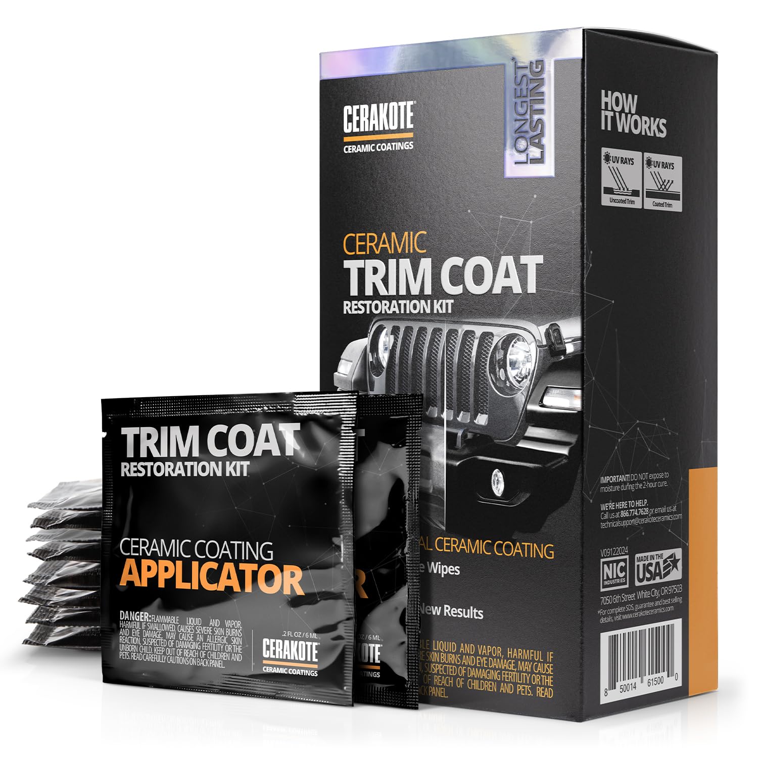 Cerakote Ceramic Trim Coat Kit - Quick Plastic Trim Restorer - Ceramic Coating Black Trim Restoration To Last Over 200 Washes - 