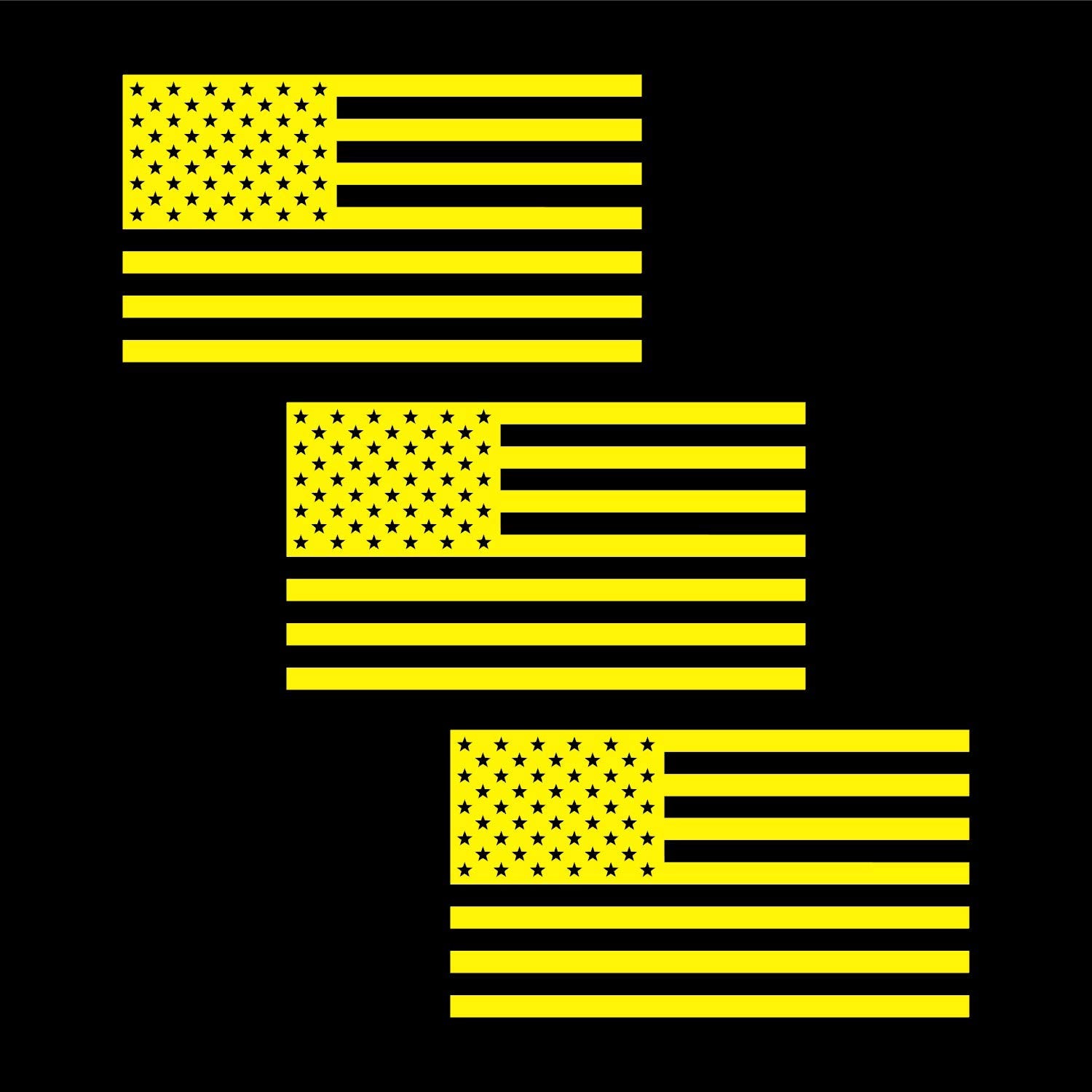 American Us Flag [Pick Color/Size] Vinyl Decal Sticker For Laptop/Car/Truck/Window/Bumper (5In X 2.8In [3-Pack], Matte Yellow)