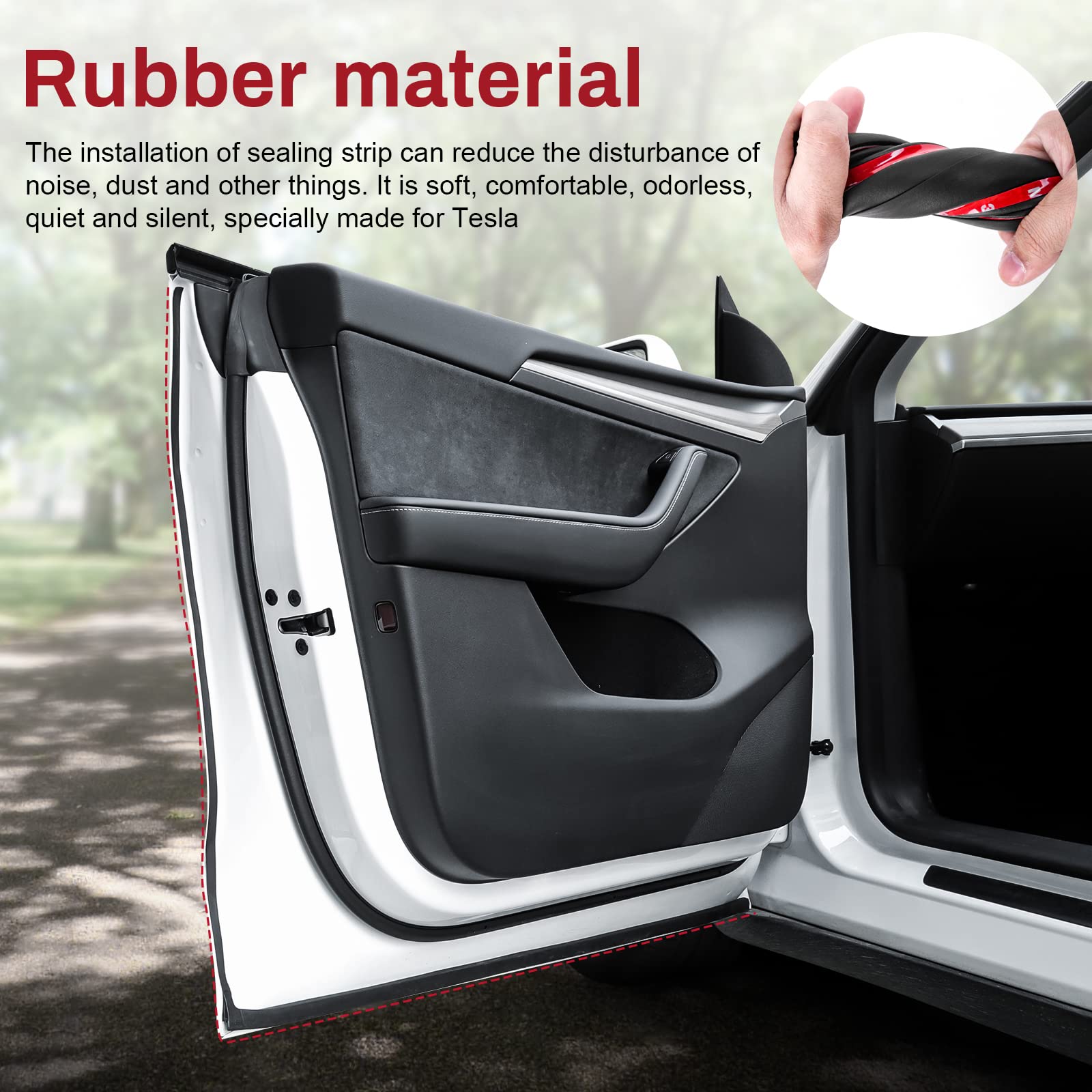 Kunist For Tesla Model Y Accessories, Rubber Seal Weather Strip Soundproof Noise Insulation Sealing For Tesla Model Y