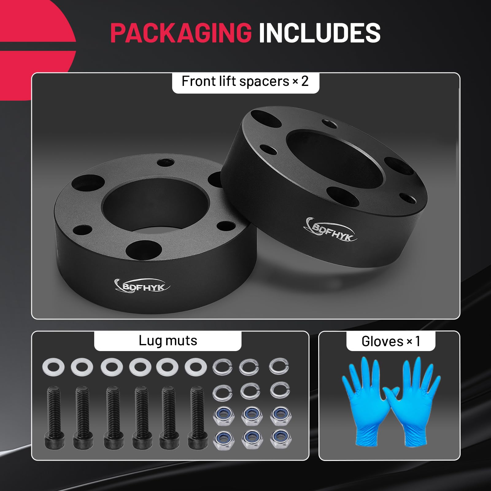 BDFHYK 3'' Front Leveling Lift Kit for 2007-2022 Silverado/GMC Sierra 1500, Aluminum Strut Spacers, 2WD/4WD Compatible