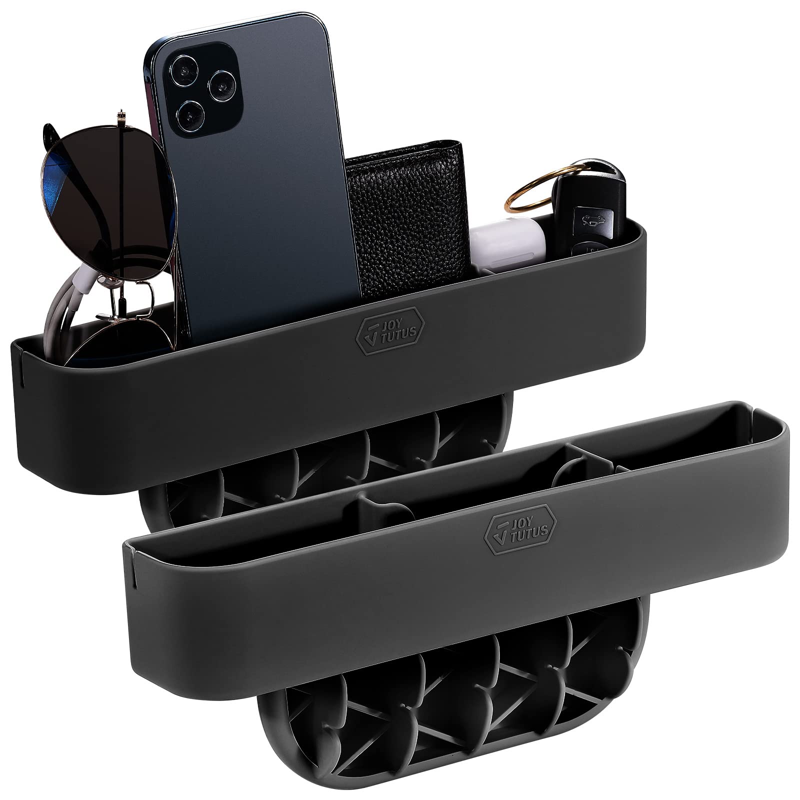 Joytutus 2 Pack Black Car Seat Gap Filler Organizer, Silicone Console Storage Box For Car Gap Organizer Filler Front Seat, Unive
