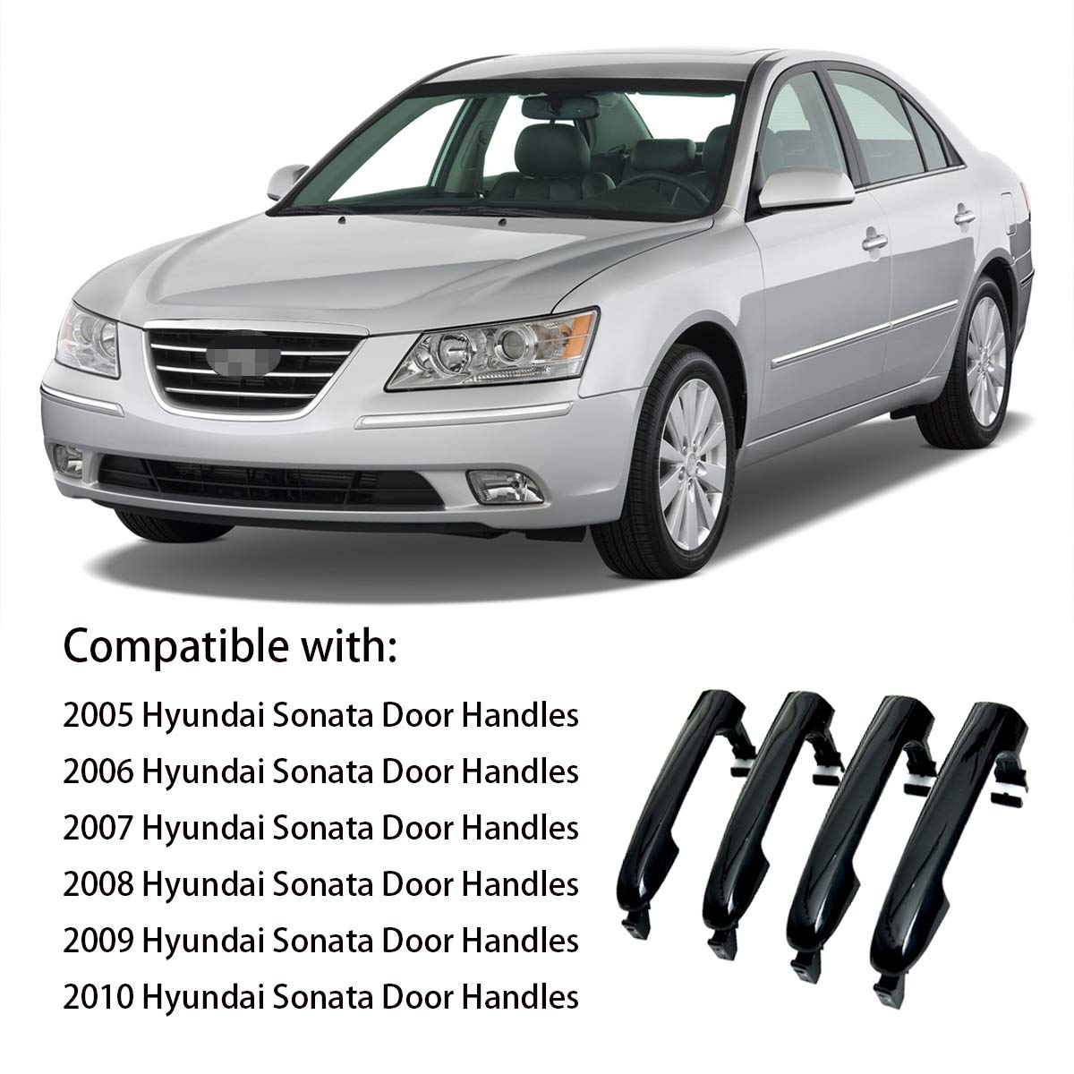 Ymhhefy Door Handle Compatible For Hyundai Sonata 2005 2006 2007 2008 2009 2010 82651-3K000 826513K000 Outside Exterior Black Fr