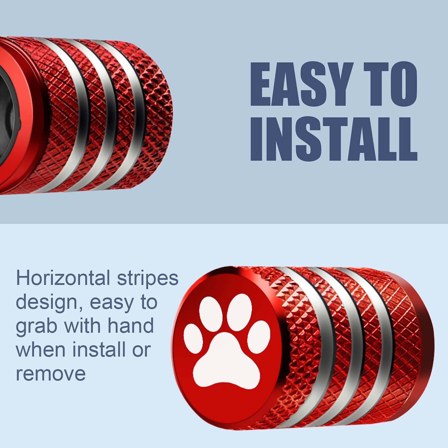 Tire Valve Stem Cap Cover - (12 Pack) Tire Air Caps Metal With Plastic Liner Corrosion Resistant Leak-Proof Cat/Dog Paw For Car