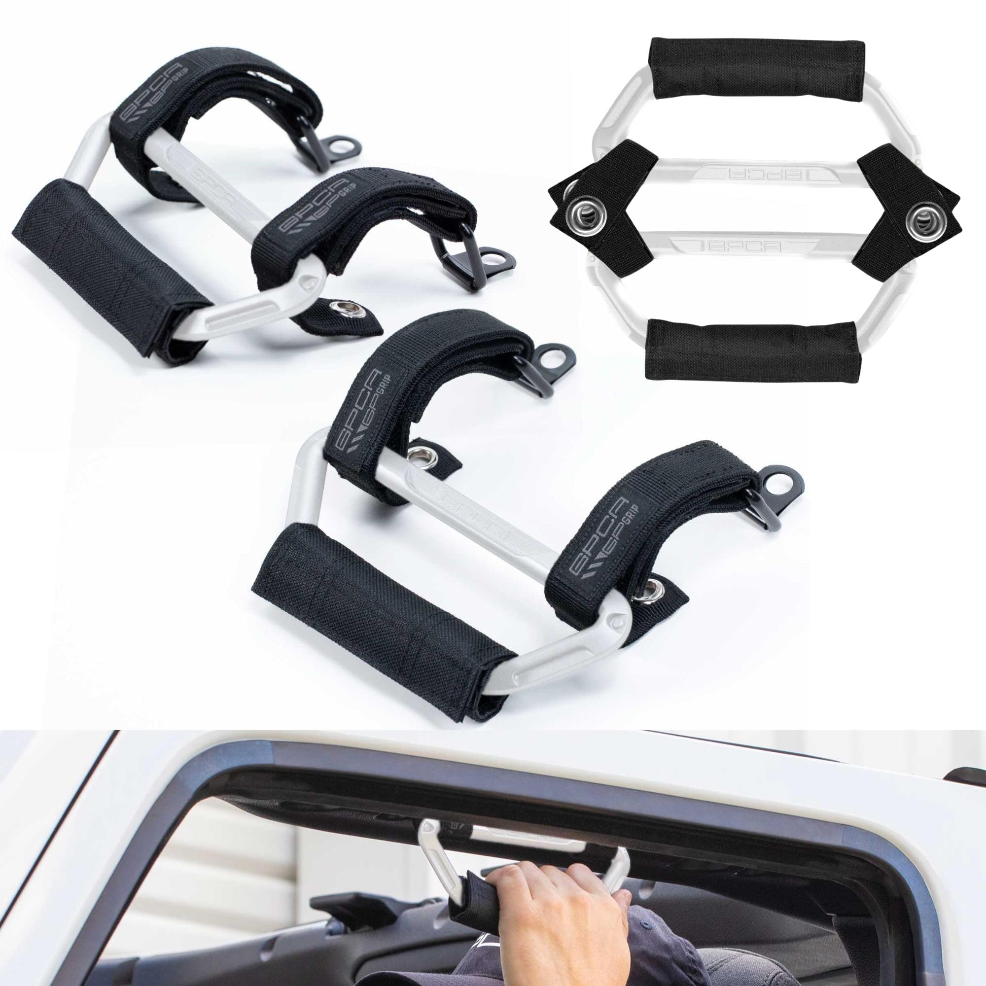 GPCA GP Grip Air Grab Handles for 2024+ Jeep Wrangler JL & JT 4xe w/Airbag Compatible - Aero-Grade Aluminum, Patented Foldable D