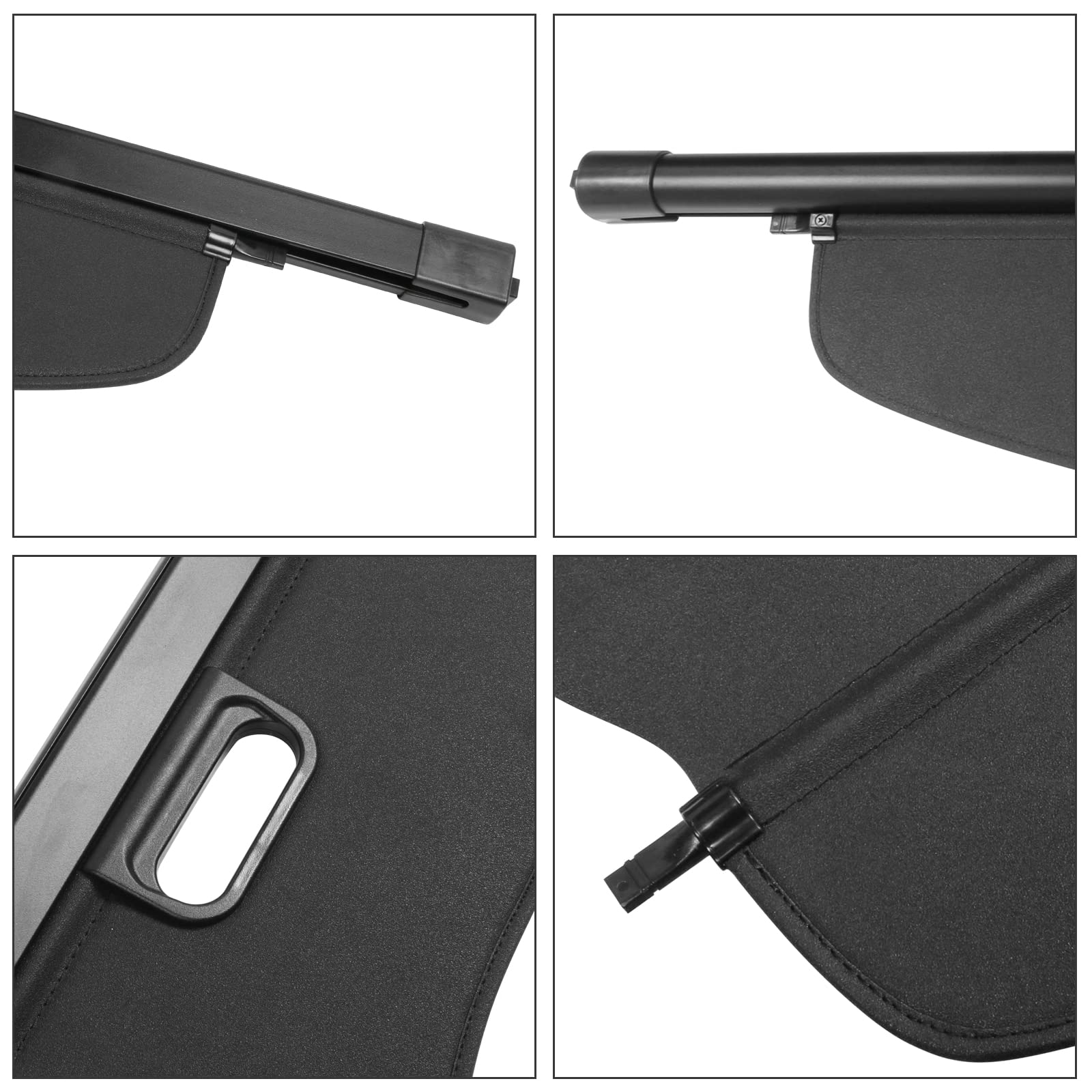 Ikon Motorsports Cargo Cover Compatible With 2007-2013 Acura Mdx, Factory Style Black Luggage Carrier Rear Trunk Security Cover,