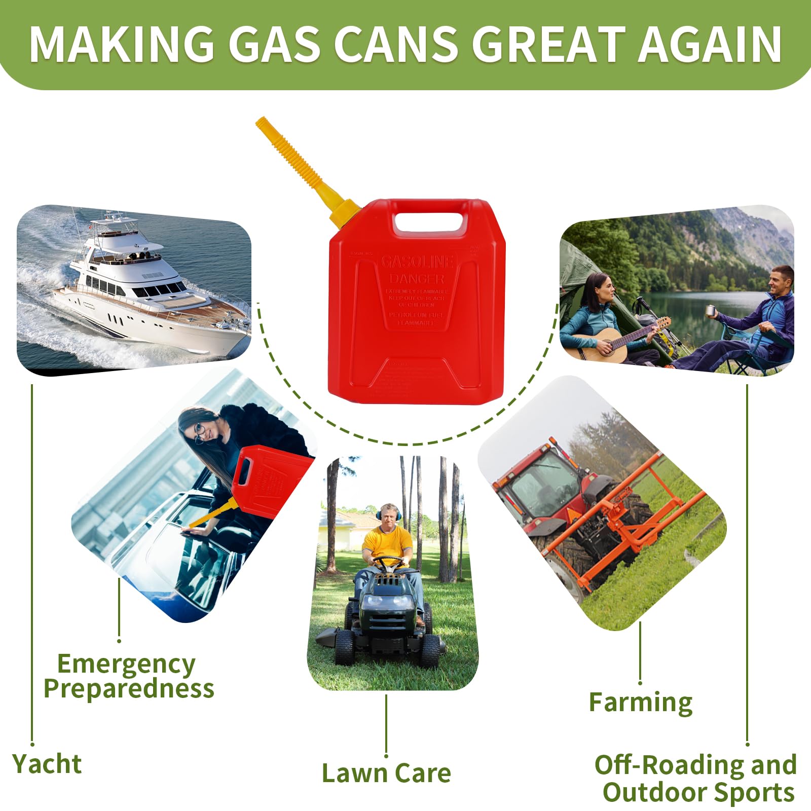 Gas Can Spout Replacement, Anti-Spill Gas Can Nozzle Replacement, 3-Kit Gas Can Spouts No Leaky, Upgraded Replacement Gas Can Sp