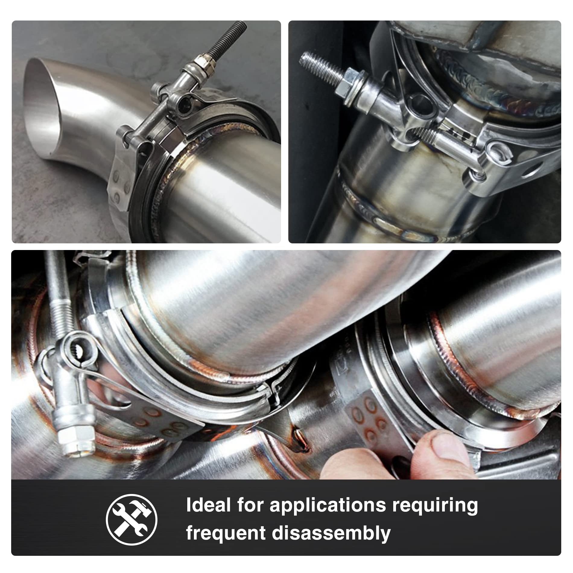 Evil Energy 2.5 Inch V Band Clamp Stainless Steel With Flange Male Female Mild Steel